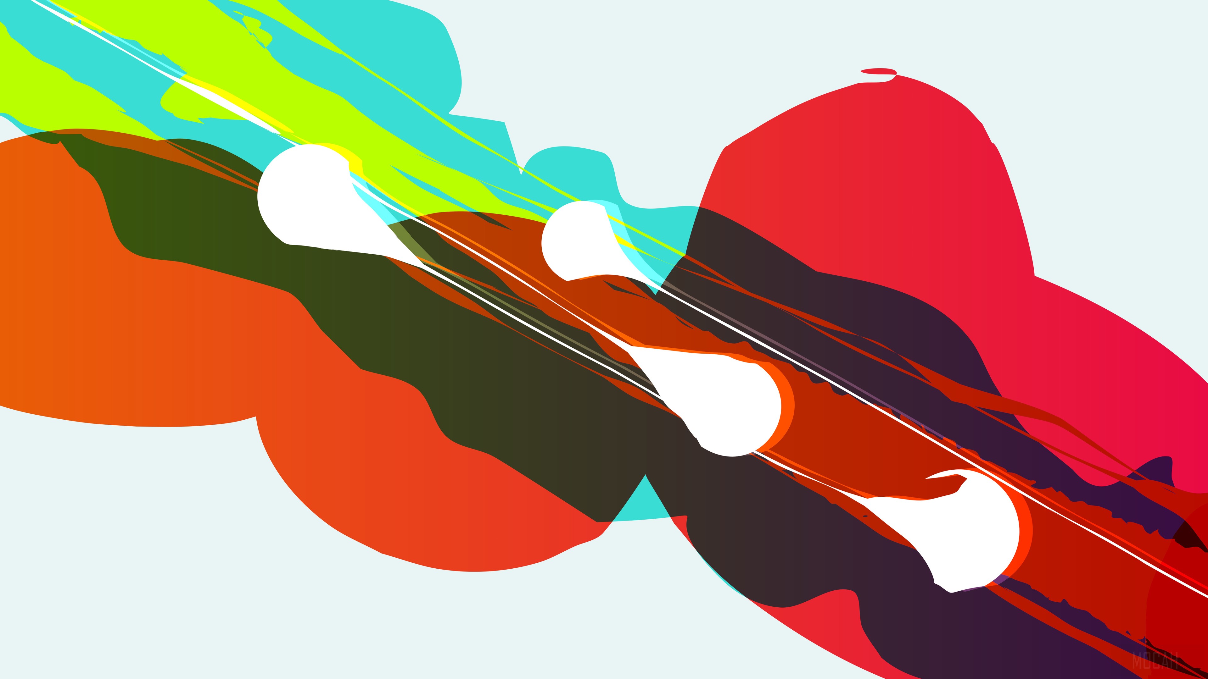 Abstract colorful shapes with white droplets 4K HD Wallpaper