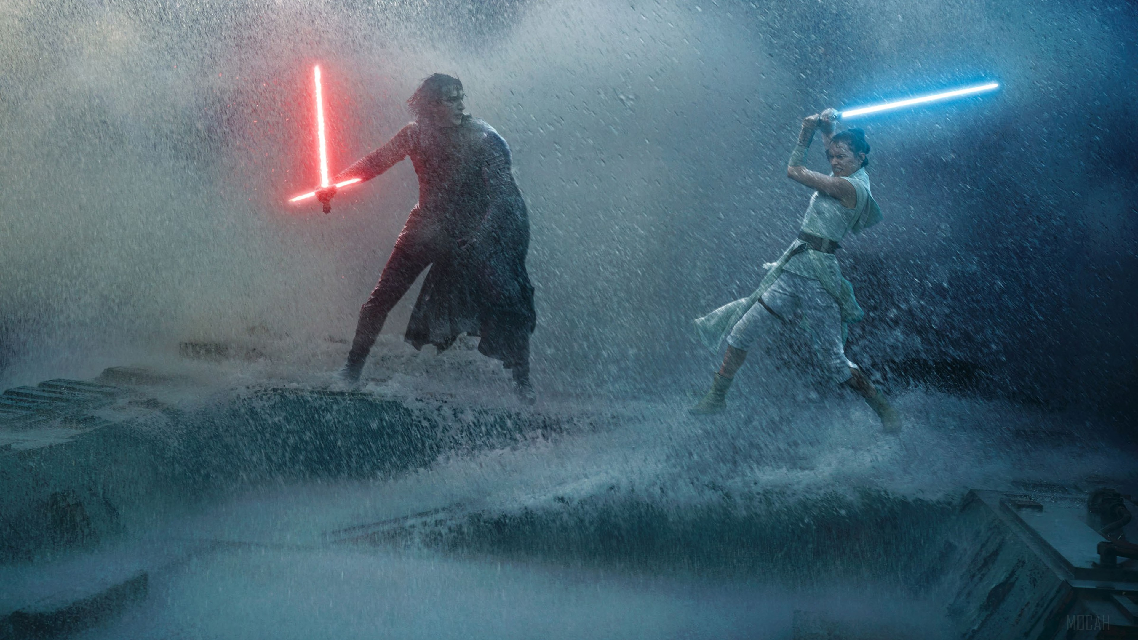 Rey and Kylo Ren from Star Wars Art 4K HD Wallpaper