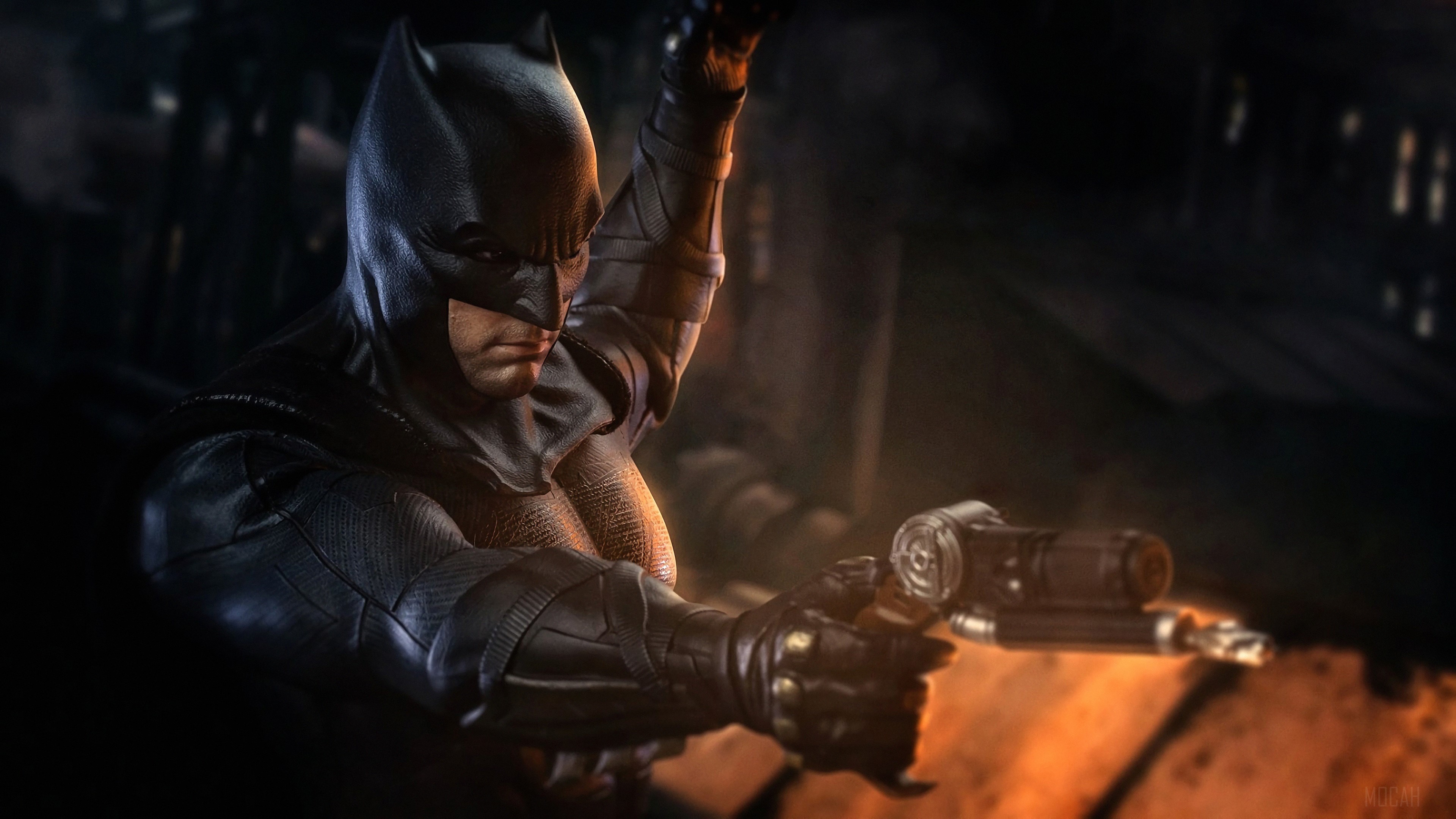 Batman holding a gun in 4K HD Wallpaper
