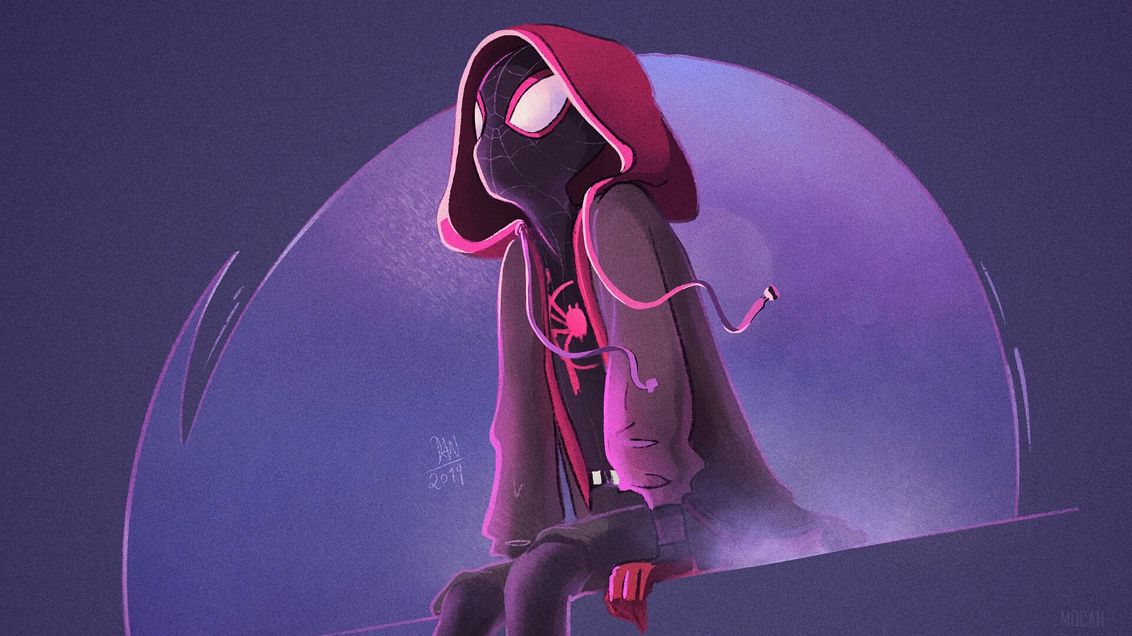 Miles Morales Spider-Man sitting and thinking 4K HD Wallpaper