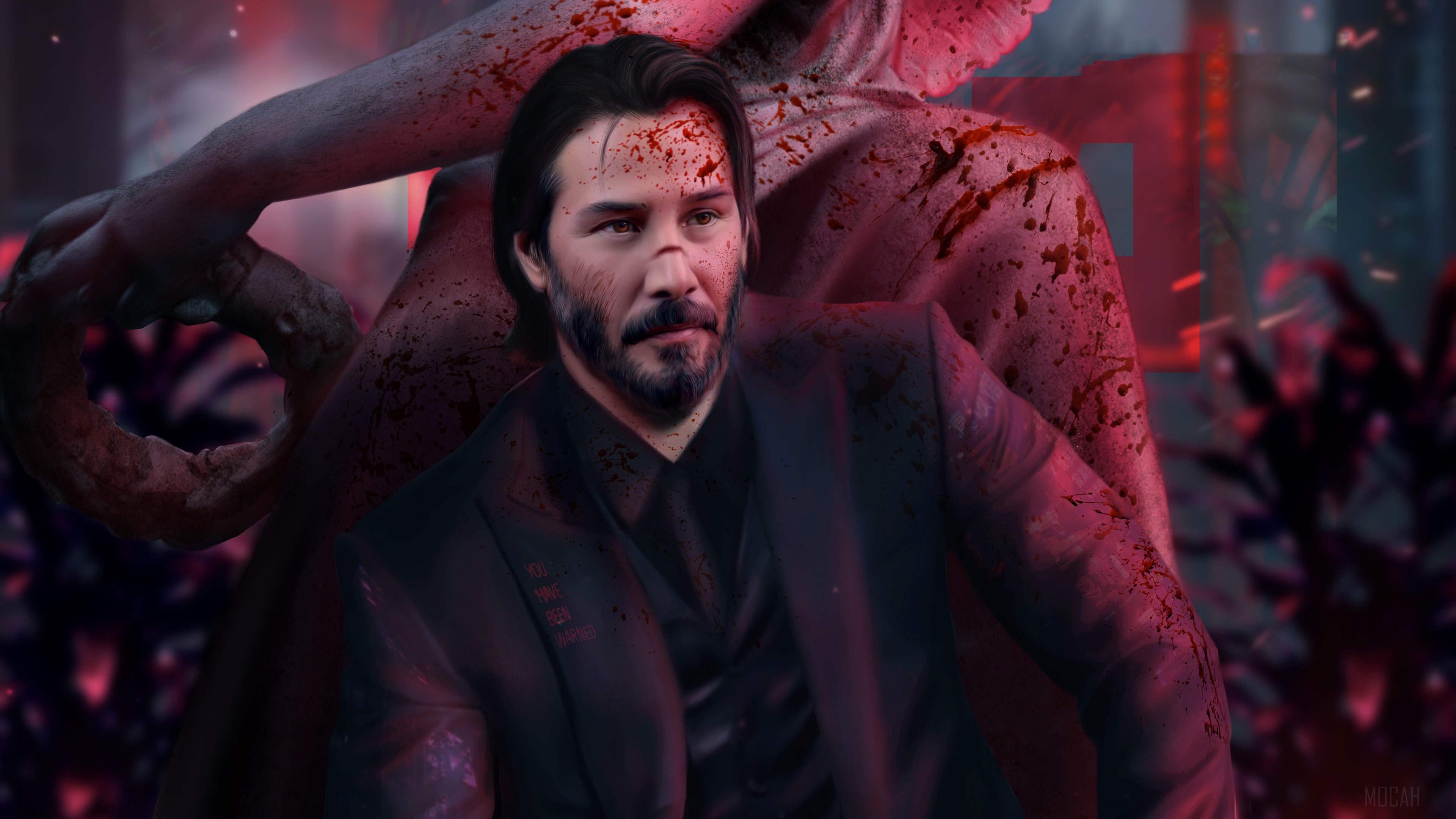 John Wick covered in blood HD Wallpaper