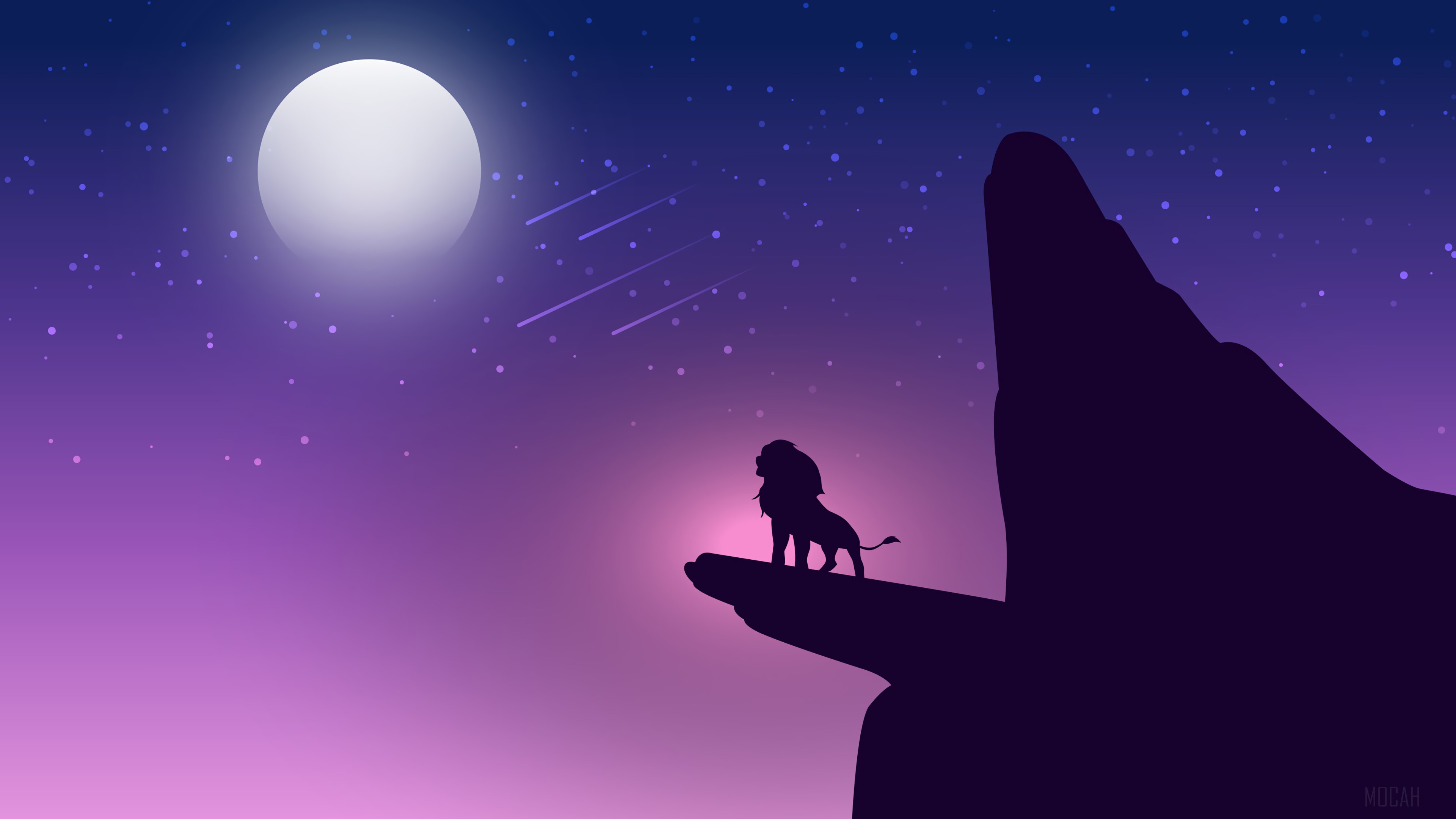 Simba from The Lion King on Pride Rock at night HD Wallpaper
