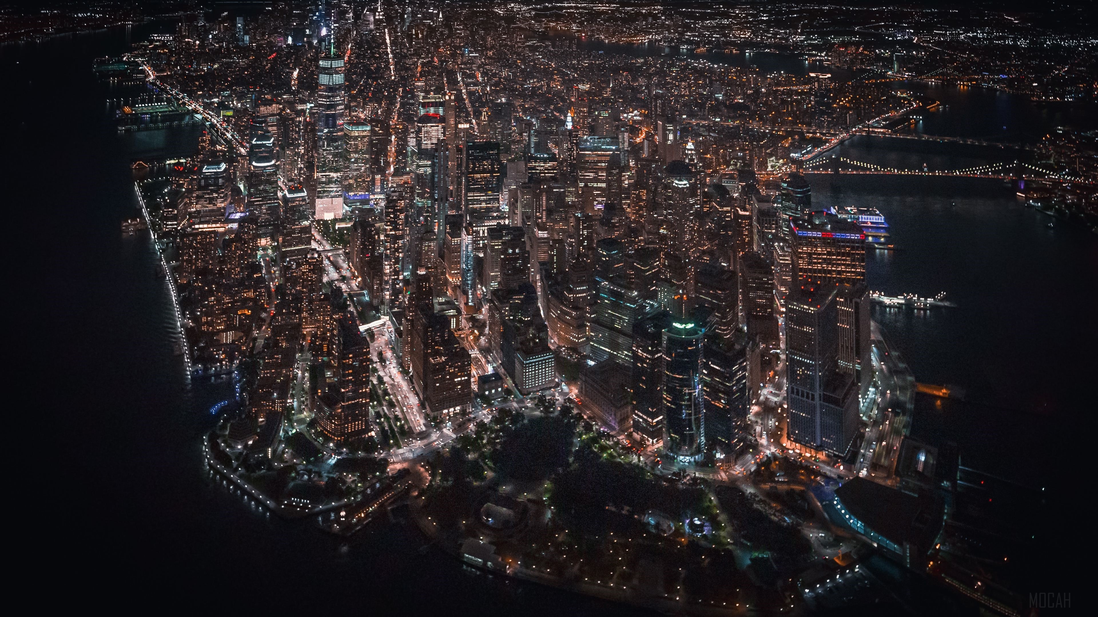 New York City Downtown Helicopter View 4K HD Wallpaper