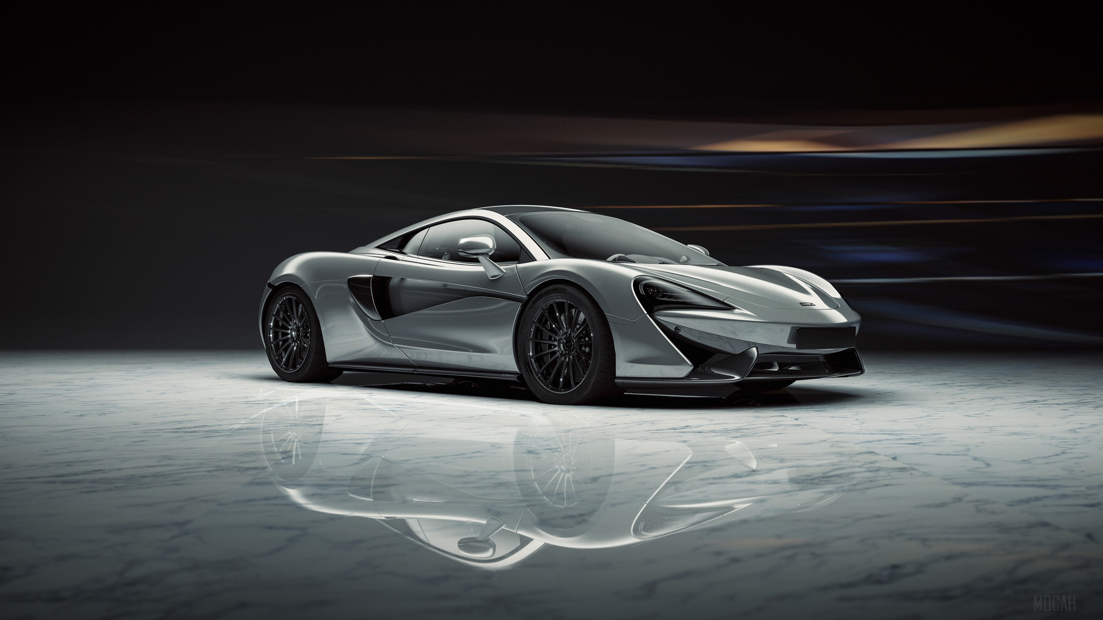 Silver McLaren sports car 4K HD Wallpaper