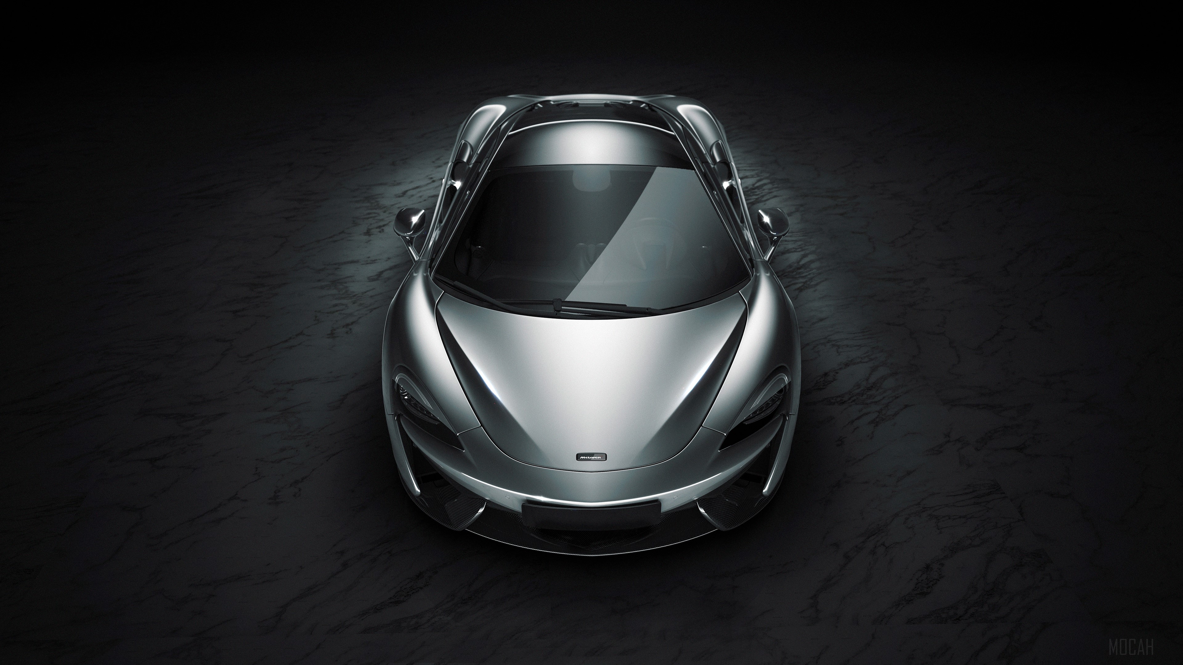 McLaren sports car from a top-down view 4K HD Wallpaper