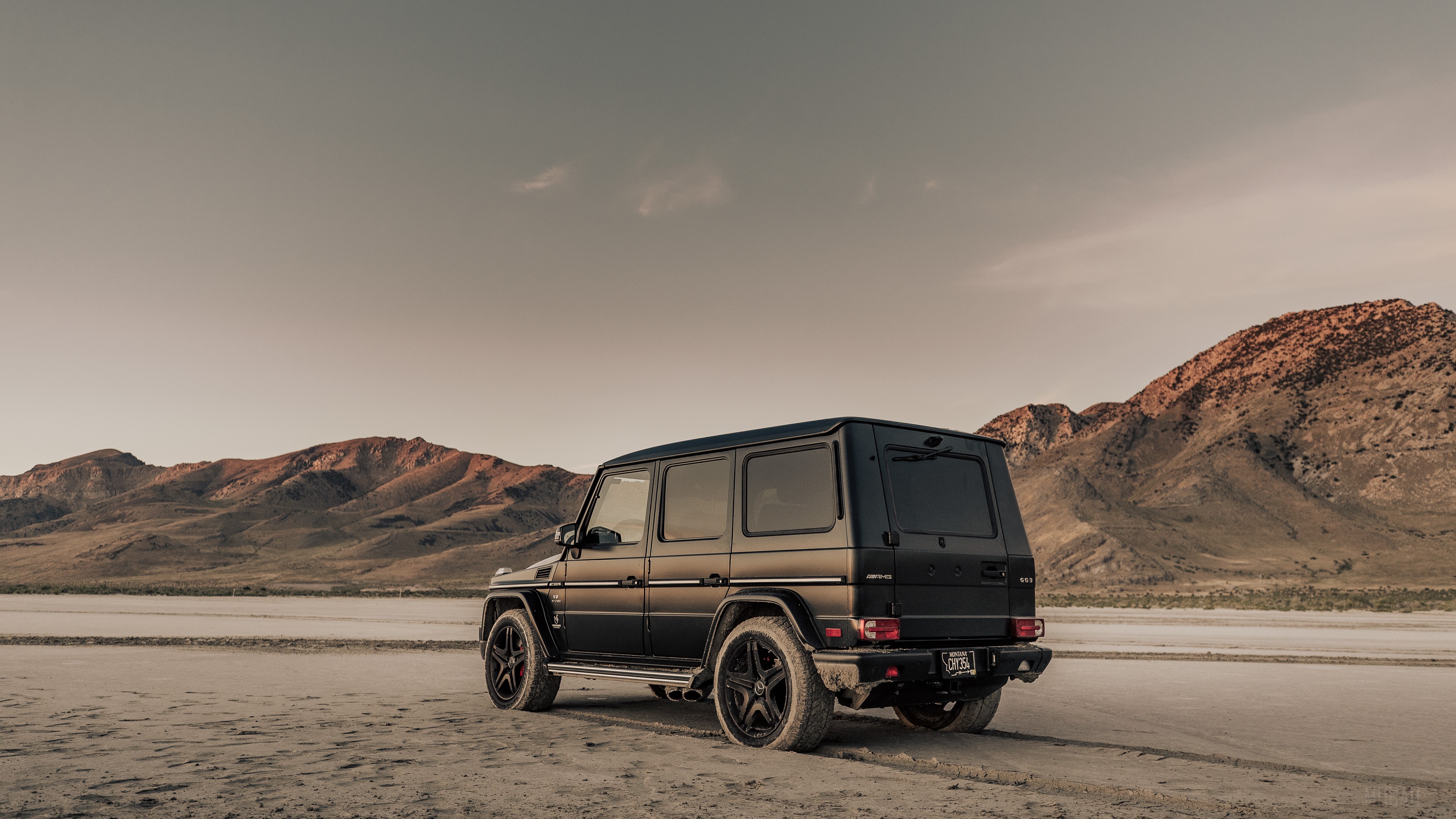 Black Mercedes-Benz G63 AMG 4K in desert HD Wallpaper