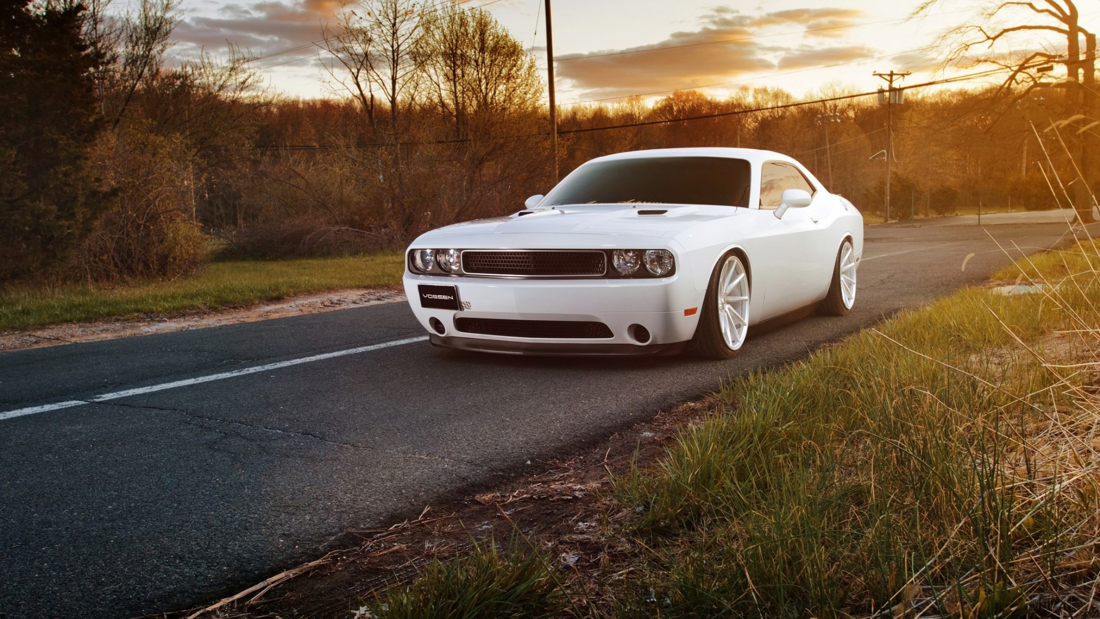 White Dodge Challenger SRT on a Road HD Wallpaper