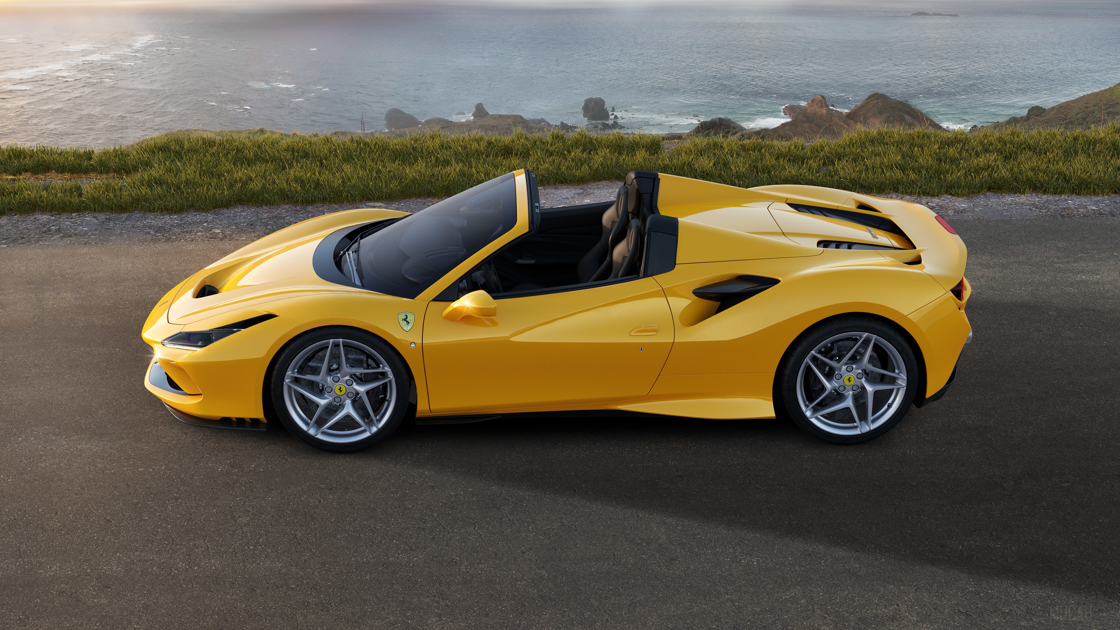 Yellow Ferrari F8 Spider 2019 4K HD Wallpaper