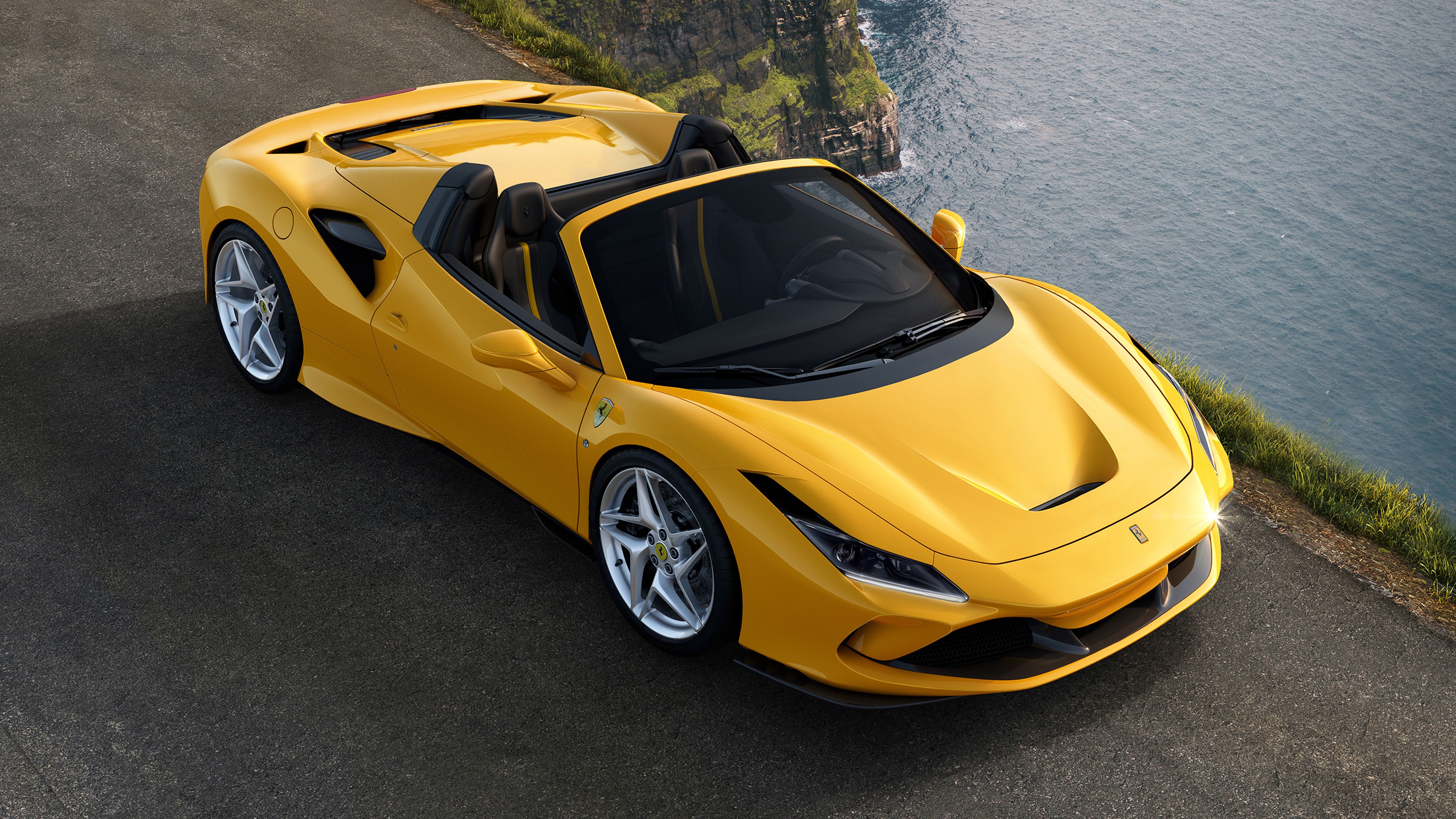 Yellow Ferrari F8 Spider 2019 4K HD Wallpaper