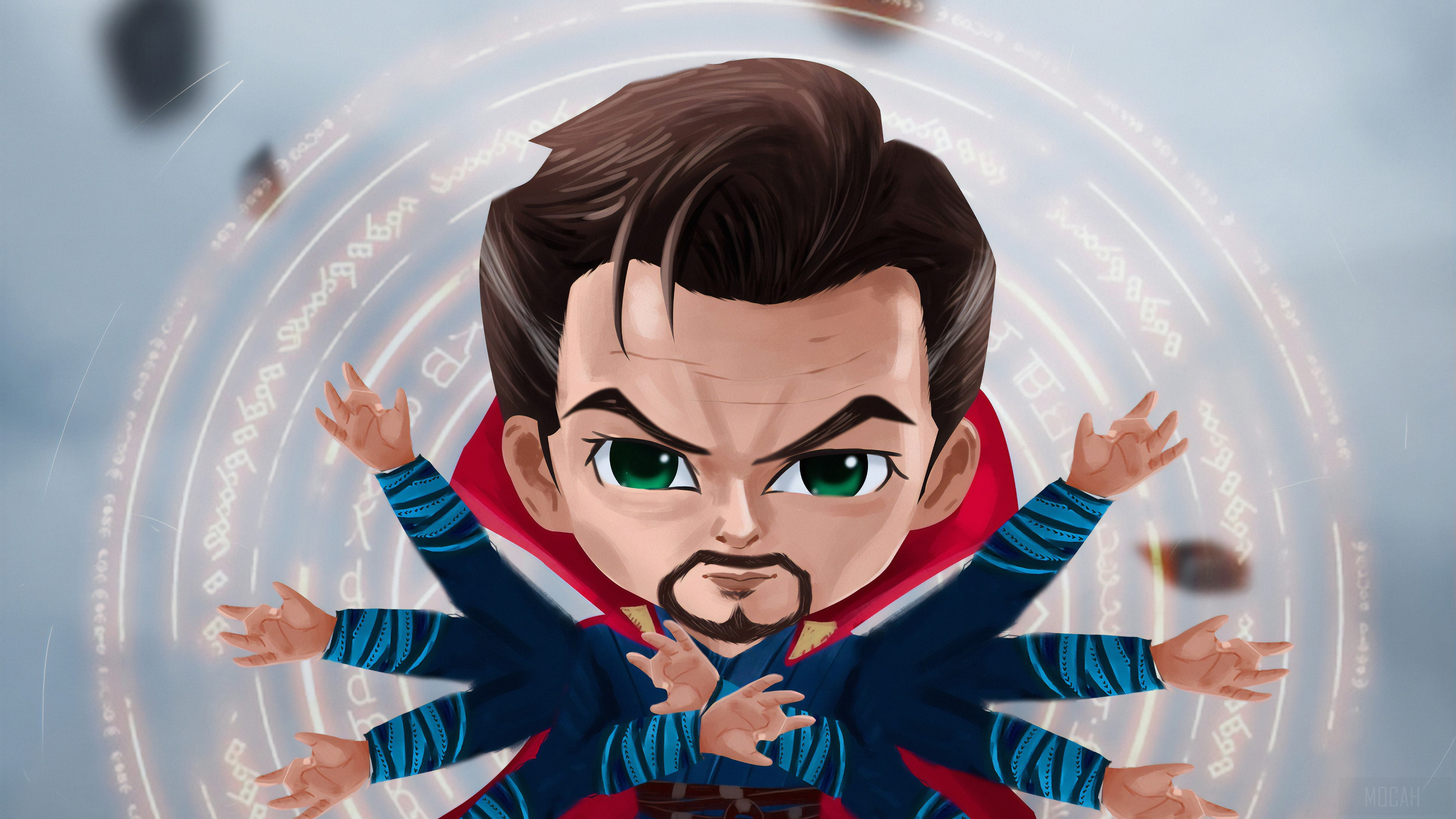 Chibi Doctor Strange with multiple arms HD Wallpaper