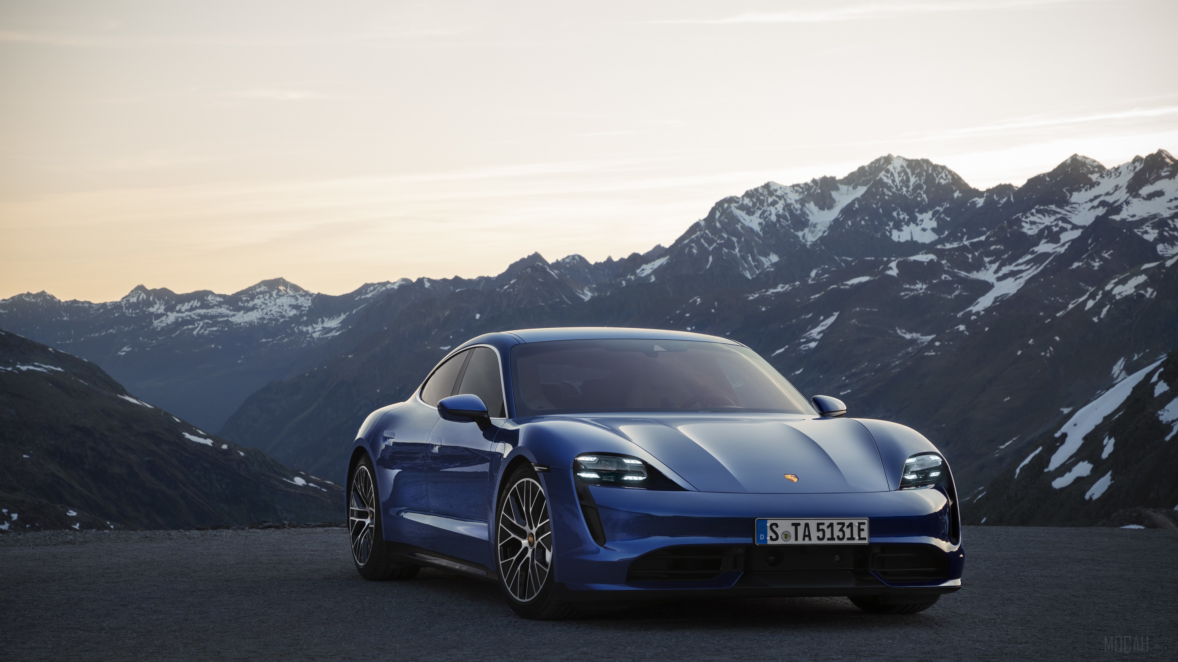 Blue Porsche Taycan Turbo 2019 4K HD Wallpaper