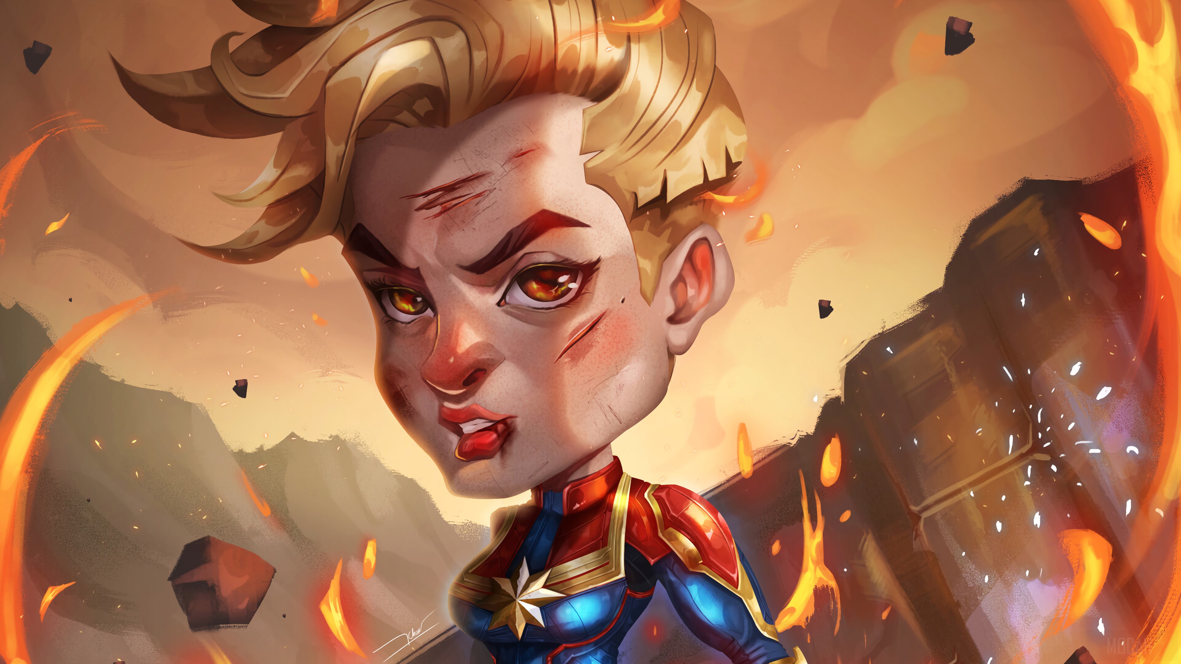 Captain Marvel Chibi HD Wallpaper