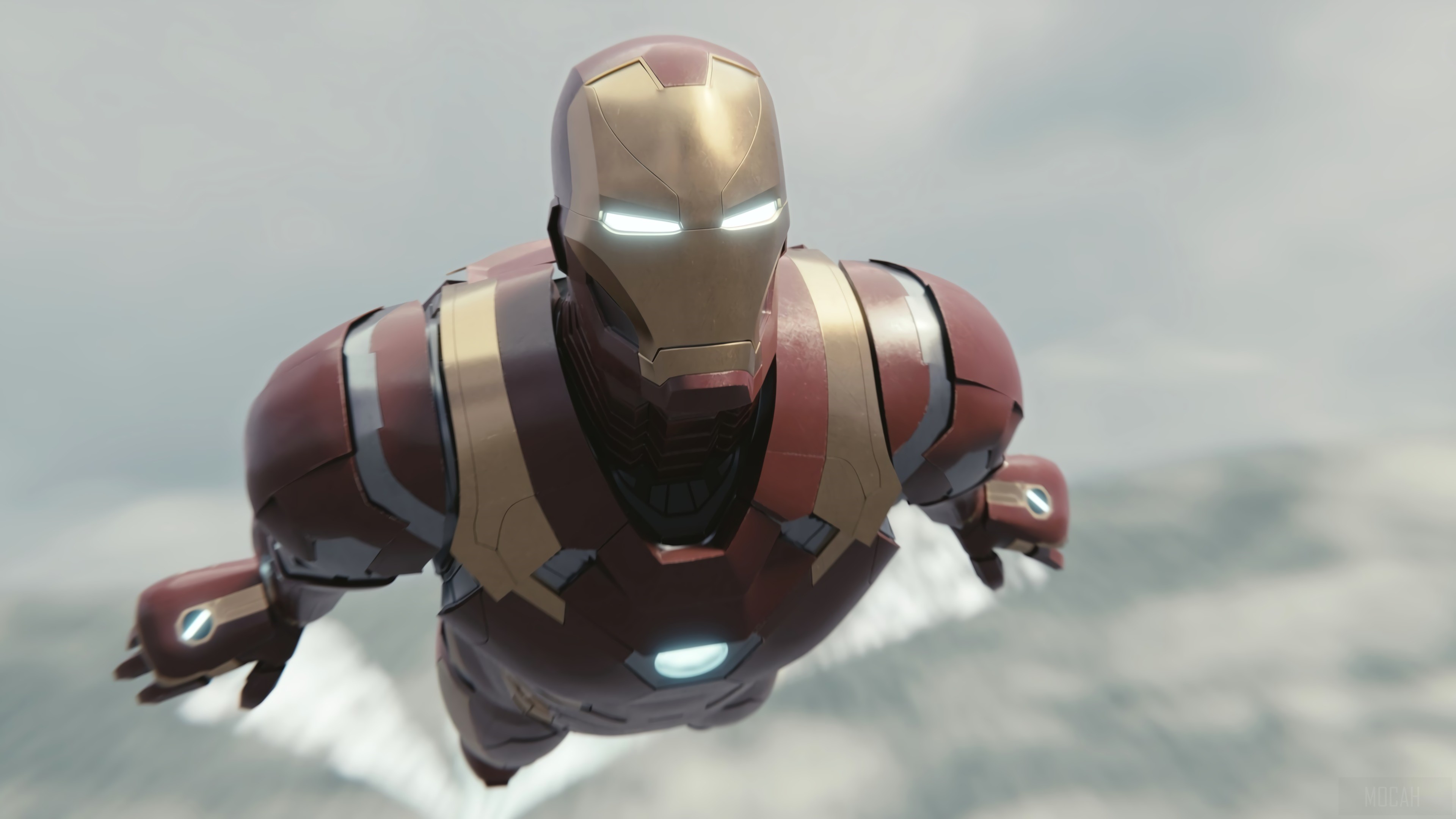 Iron Man flying in the sky HD Wallpaper