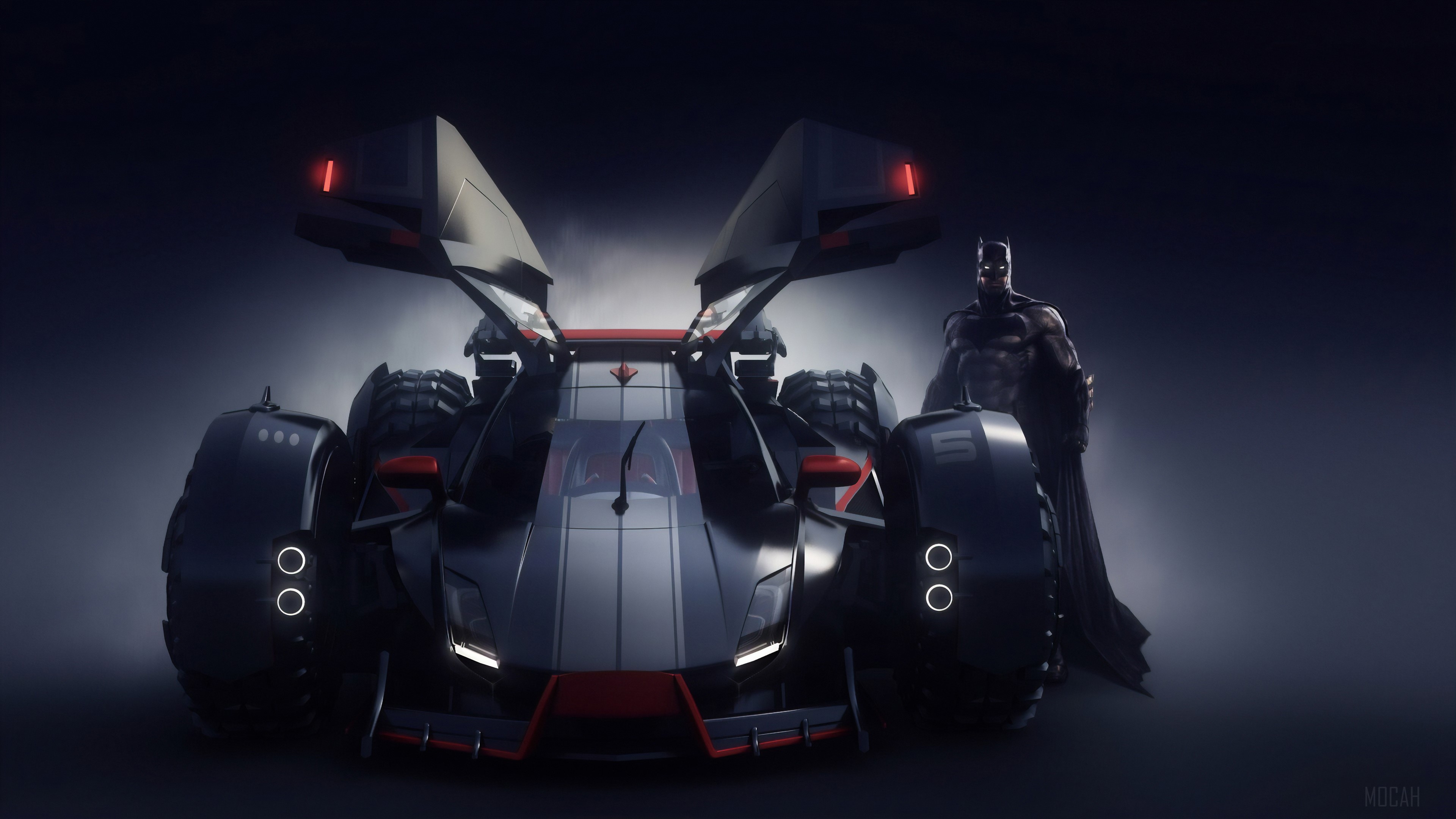 Batman from DC Comics with Batmobile HD Wallpaper