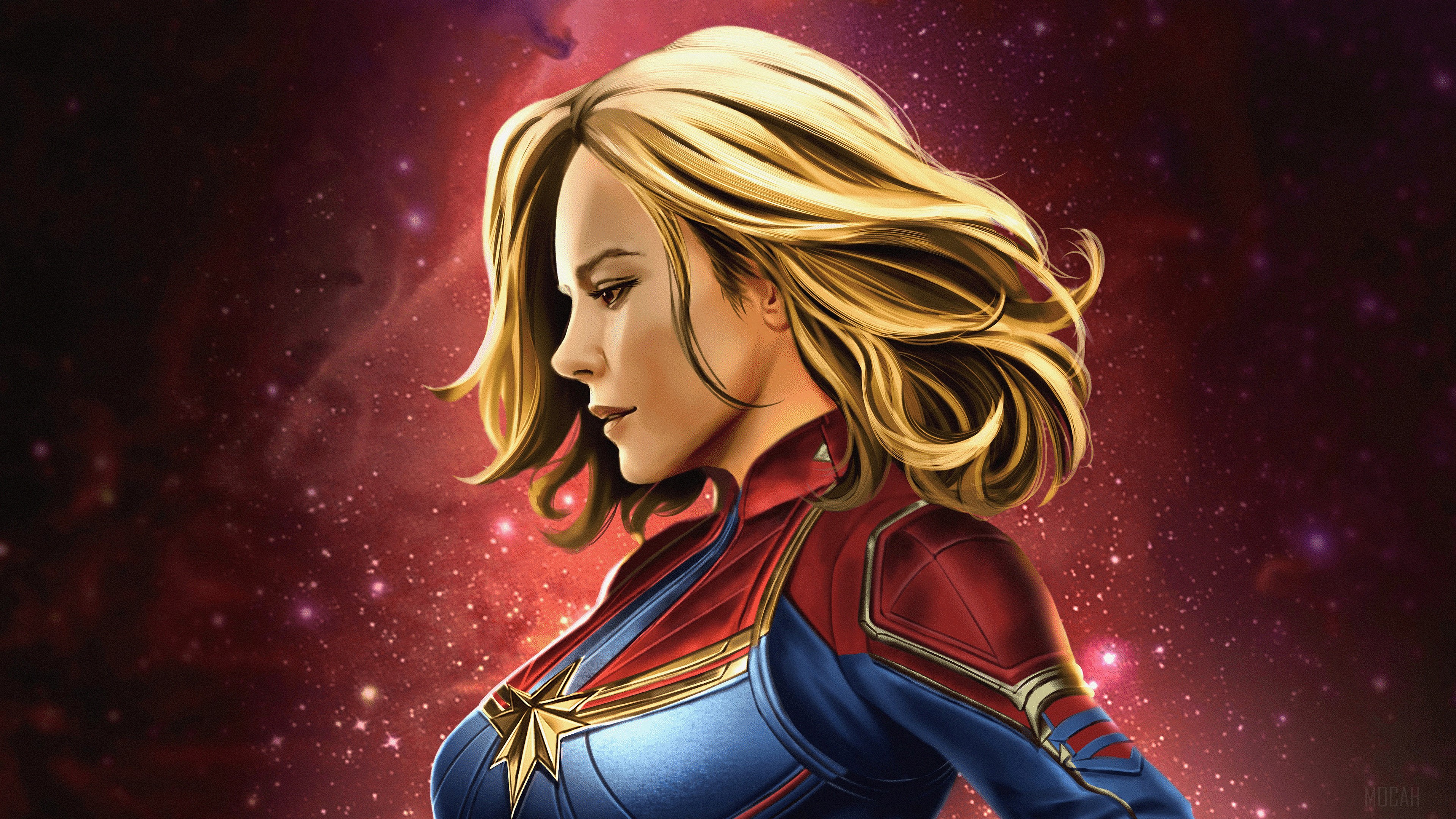 Captain Marvel in Space 4K HD Wallpaper
