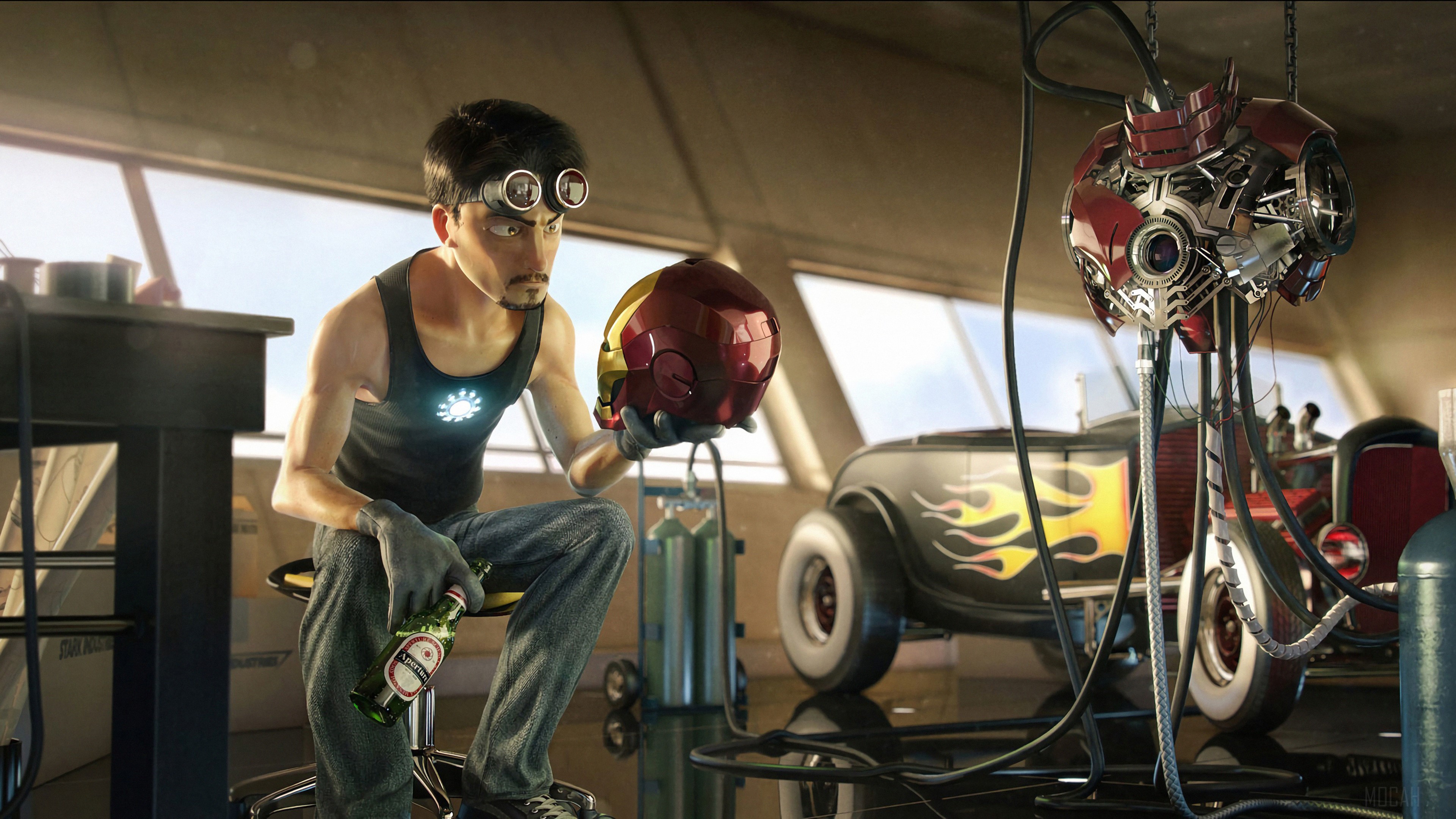Tony Stark building Iron Man suit 4K HD Wallpaper