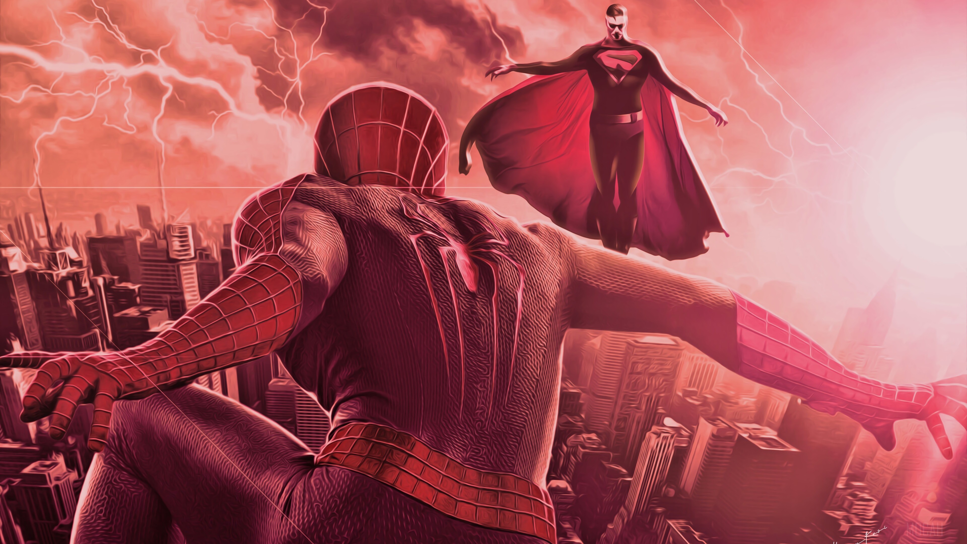 Spider-Man vs Superman 4K HD Wallpaper