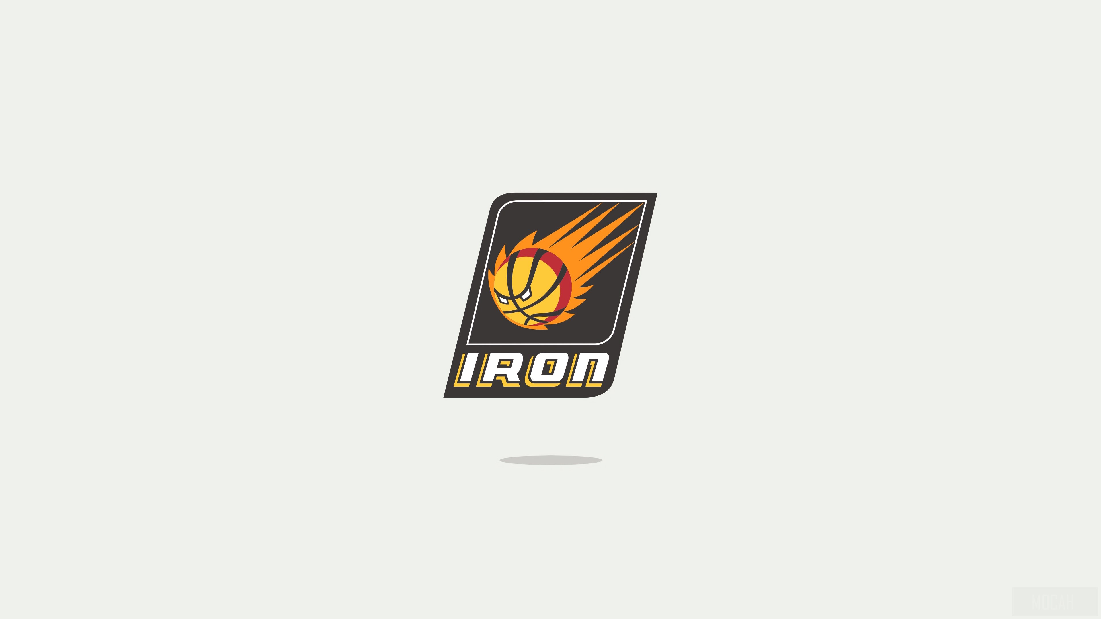 Iron basketball logo with flames 4K HD Wallpaper