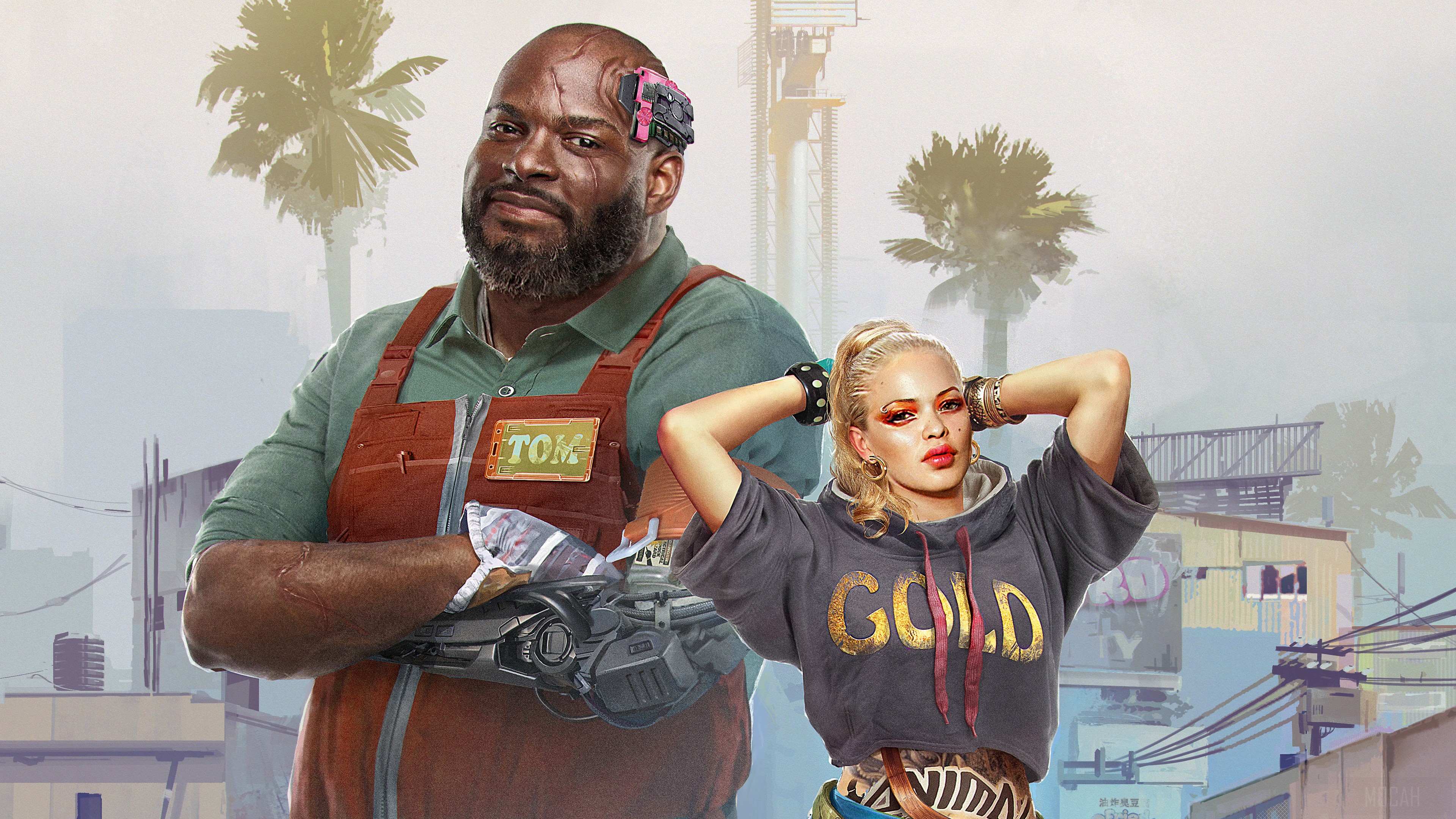 Tom and a woman from Cyberpunk 2077 4K HD Wallpaper