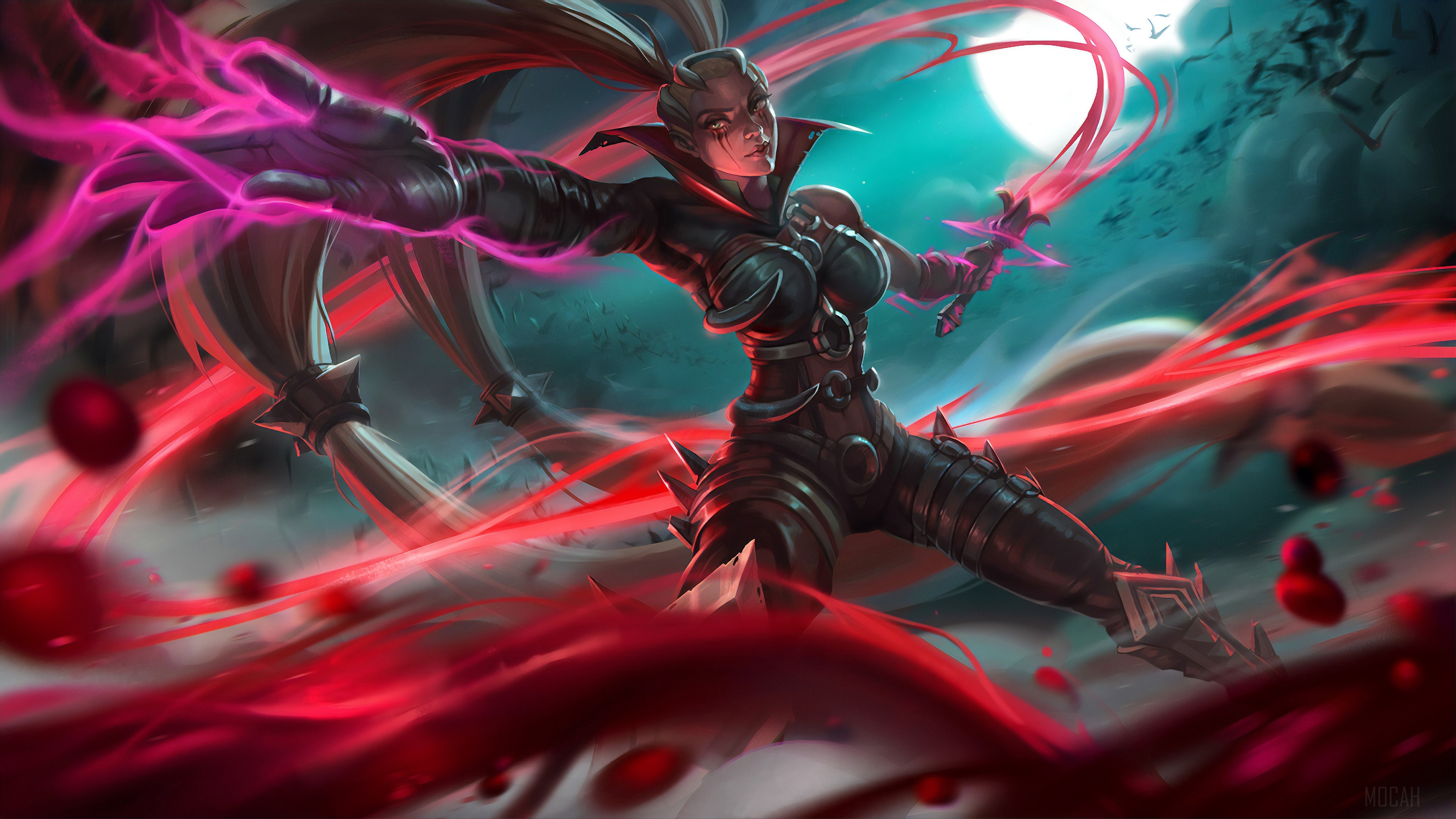 Woman with pink energy and sword from Pagan Online 4K HD Wallpaper