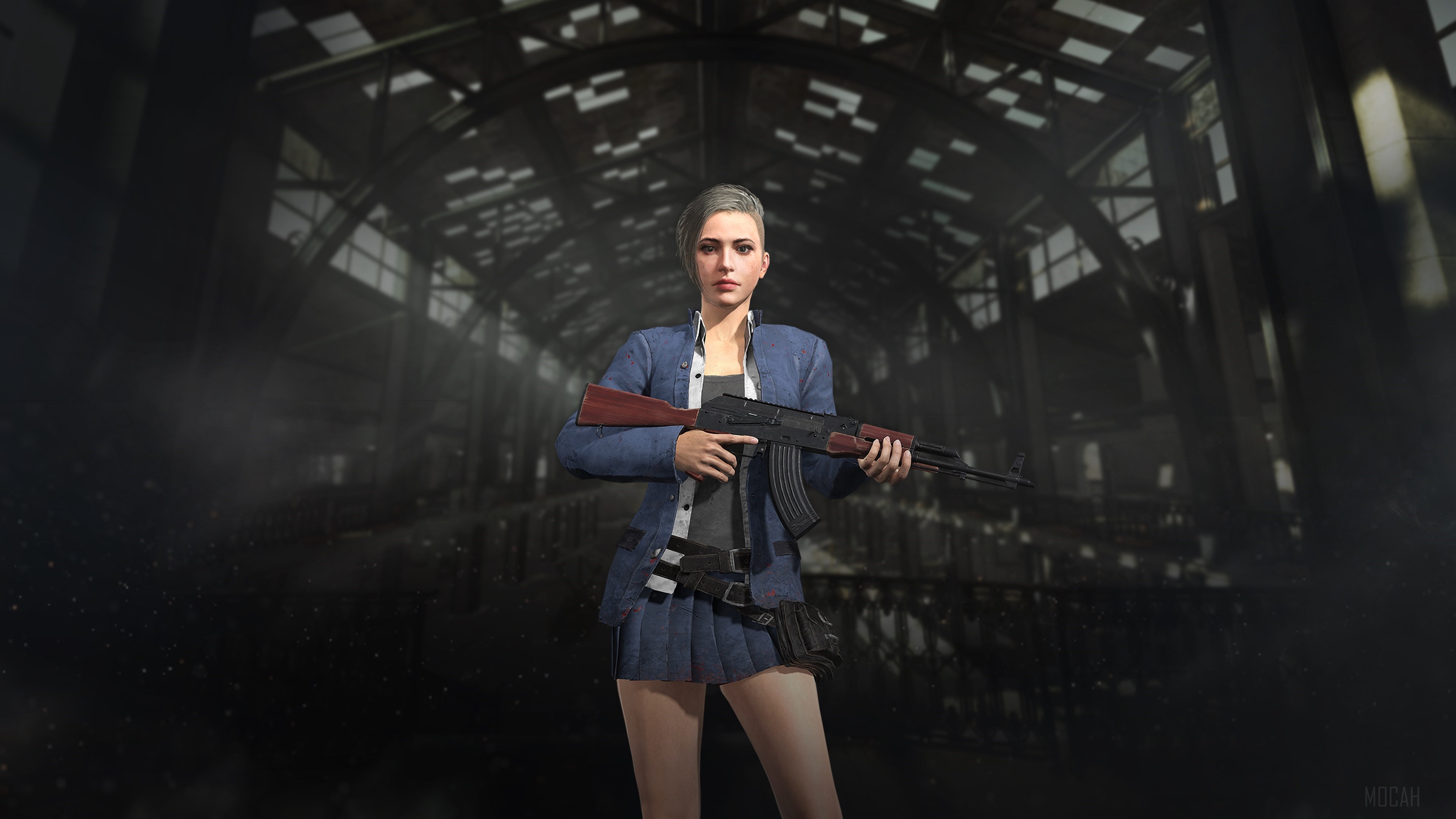 Woman with AK-47 in PUBG Wild Card Pack 4K HD Wallpaper