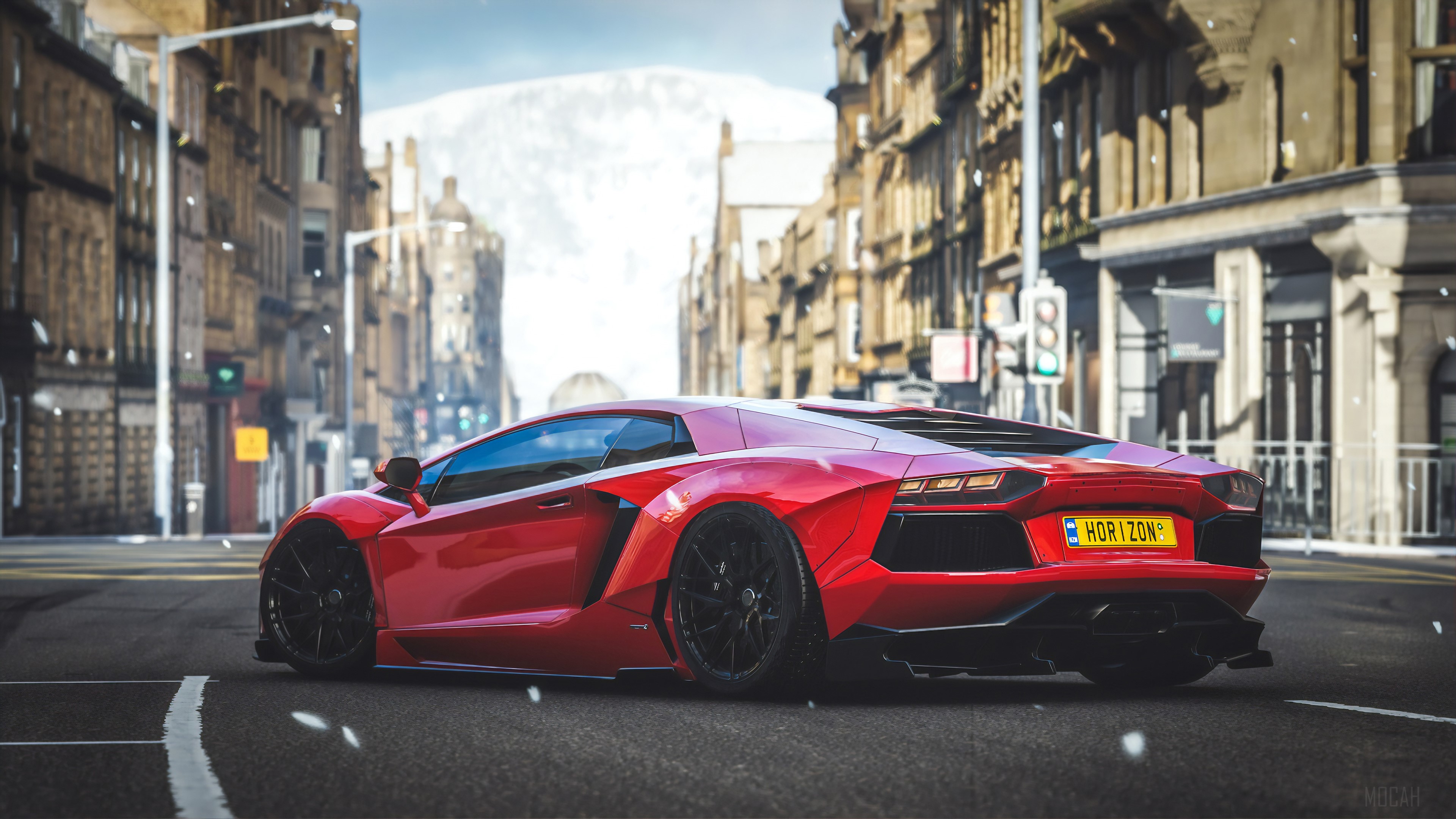 Red Lamborghini Aventador from Forza Horizon 4 HD Wallpaper