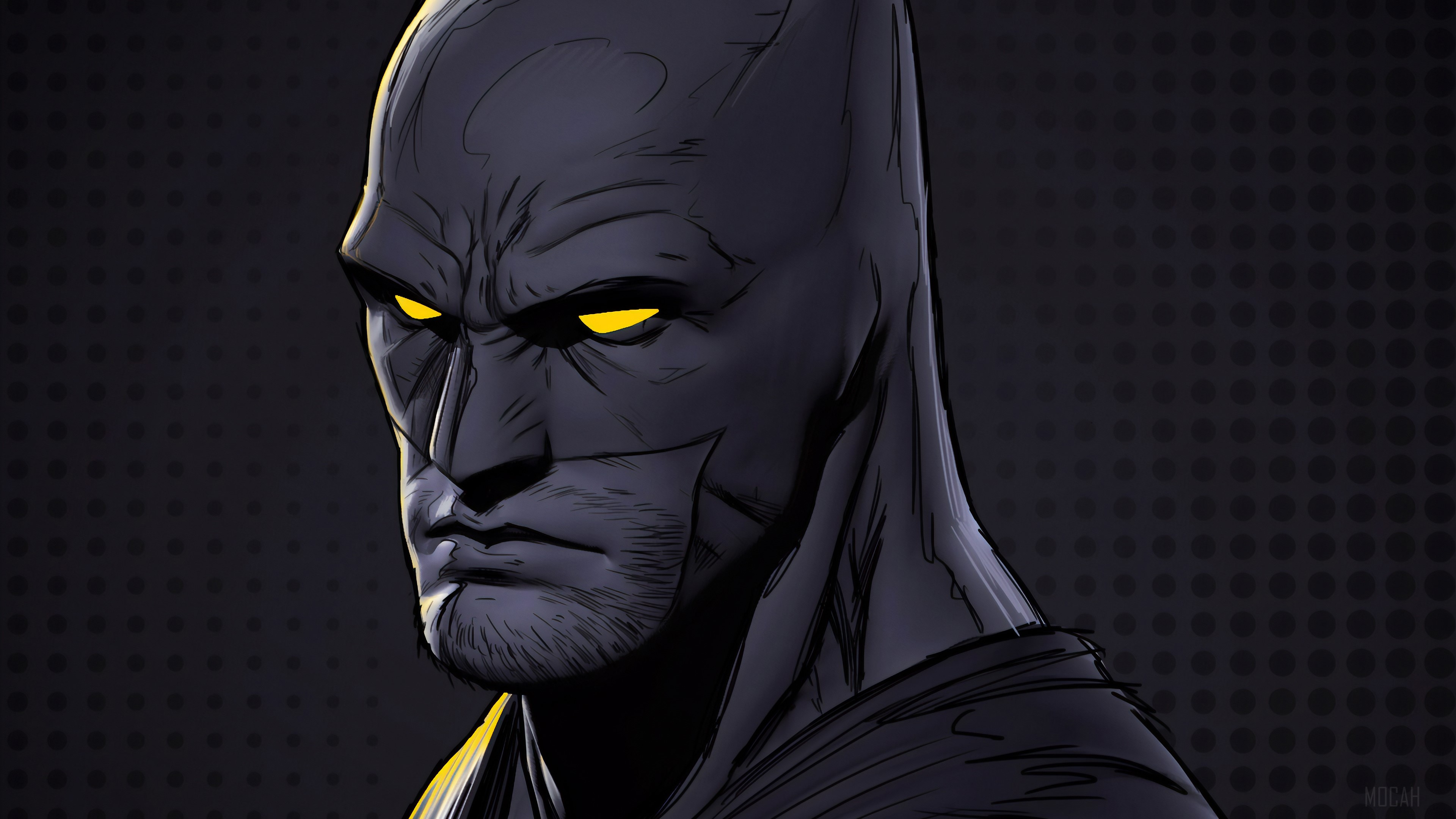 Batman with Glowing Yellow Eyes 4K HD Wallpaper