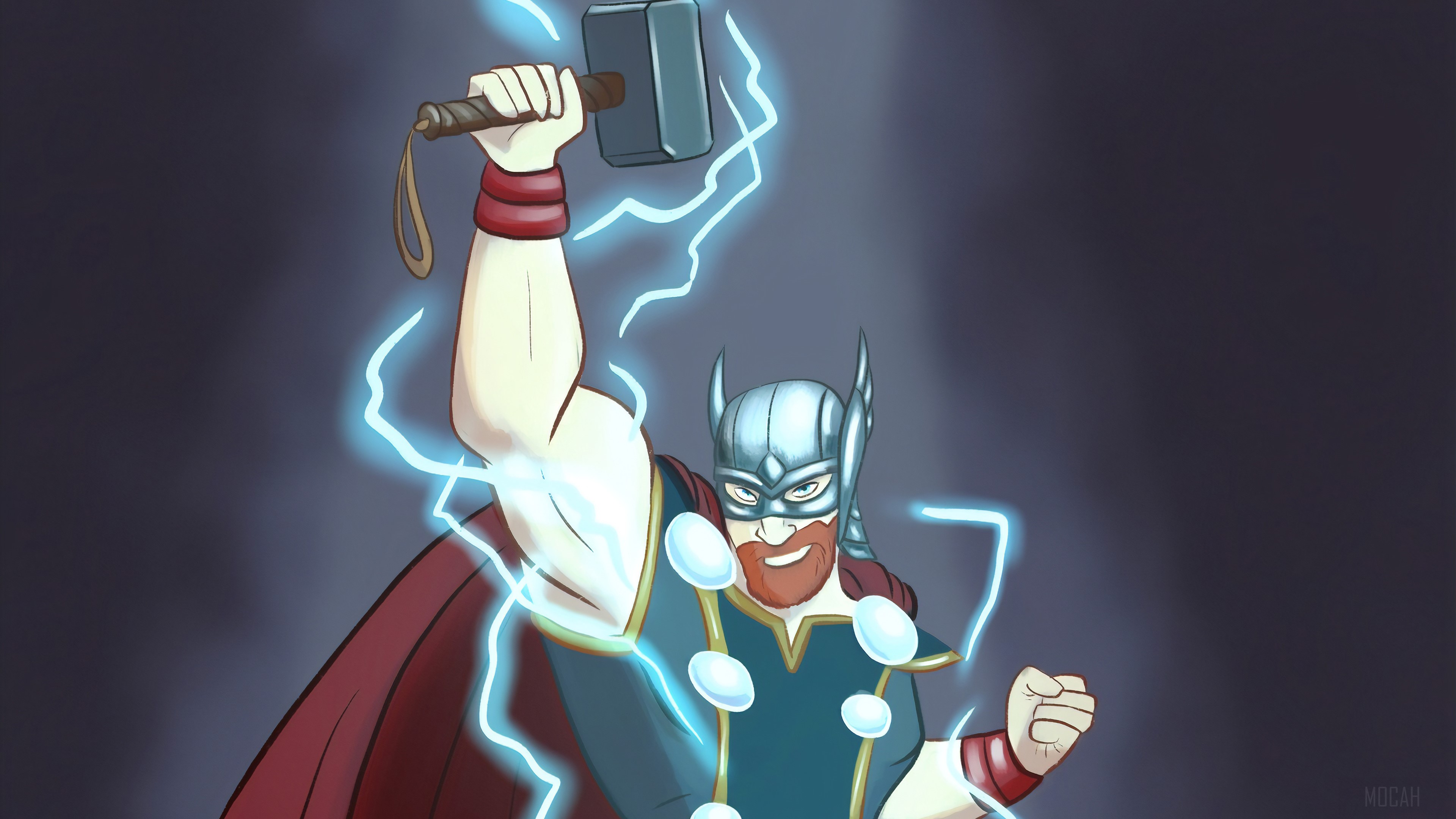 Thor from Marvel Cartoony Art 4K HD Wallpaper
