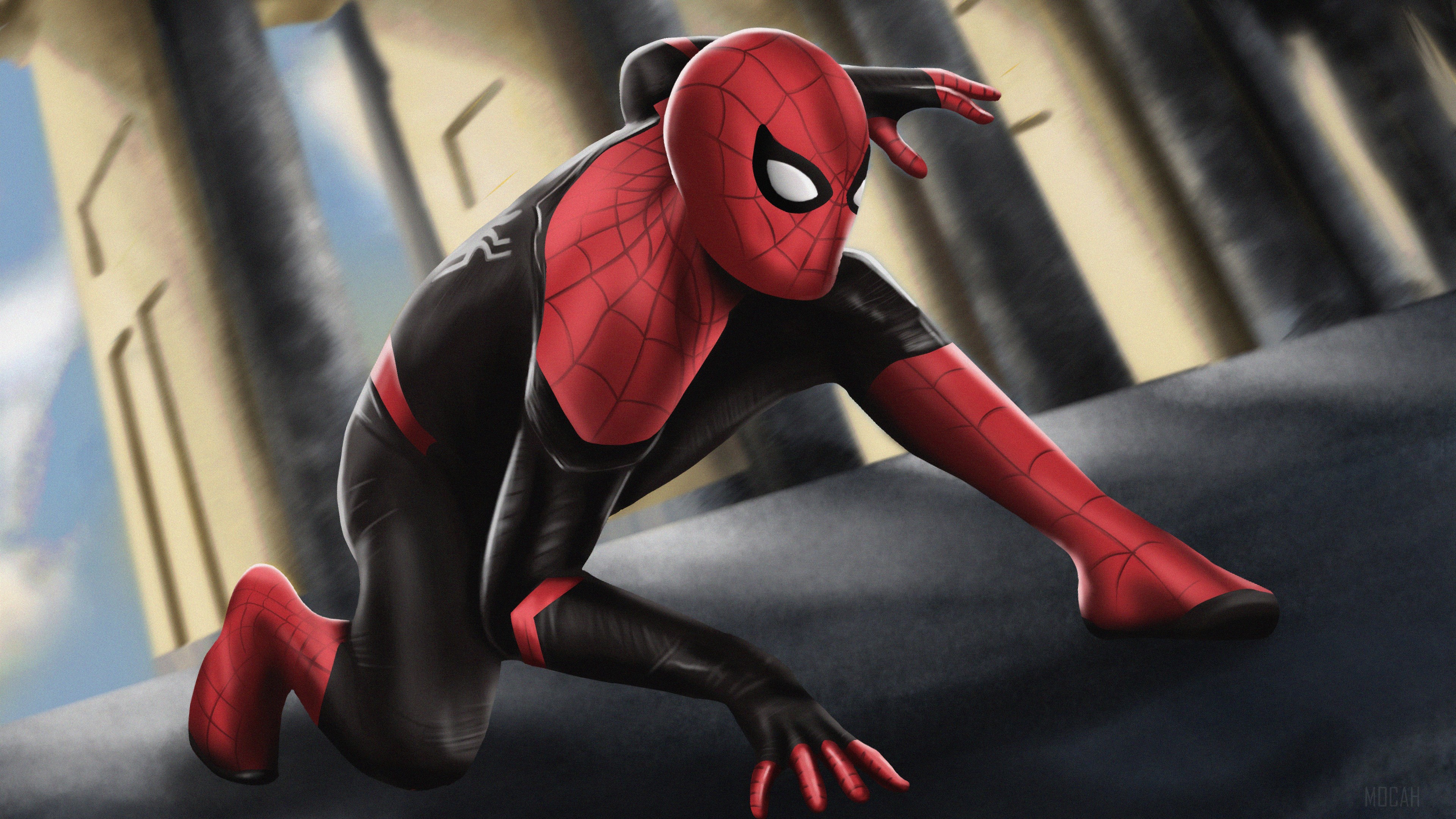 Spider-Man in Red and Black Suit 4K HD Wallpaper