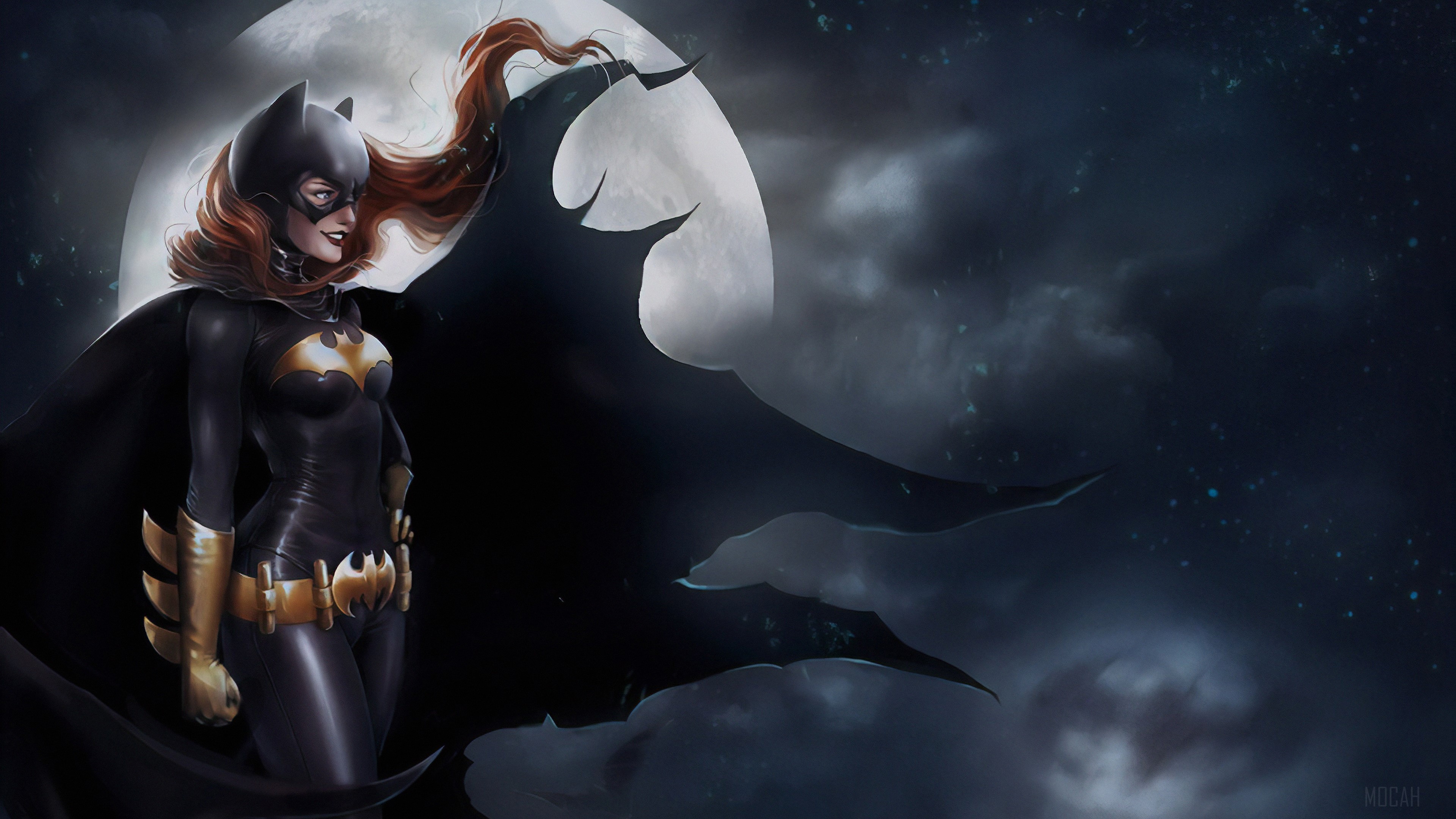 Batwoman in front of the moon HD Wallpaper