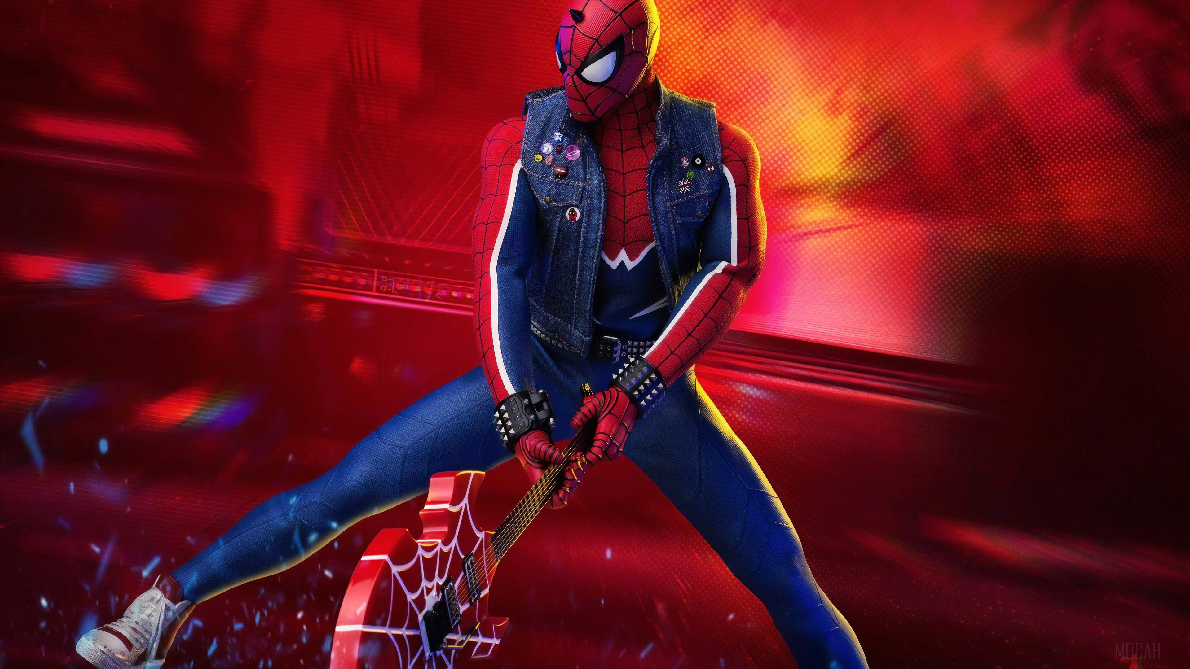 Spider-Man with Guitar 4K HD Wallpaper