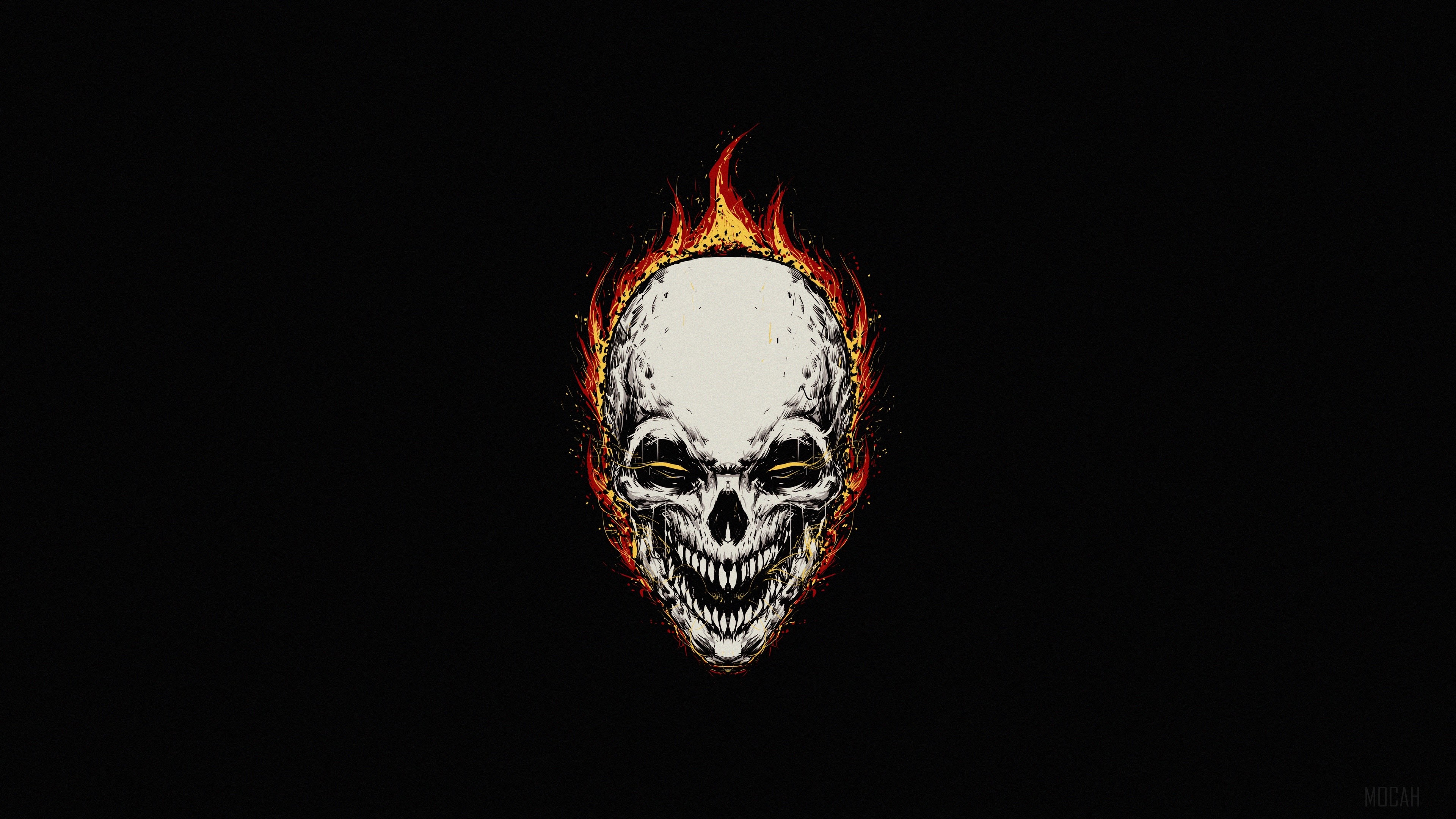 Ghost Rider Skull on Fire 4K HD Wallpaper