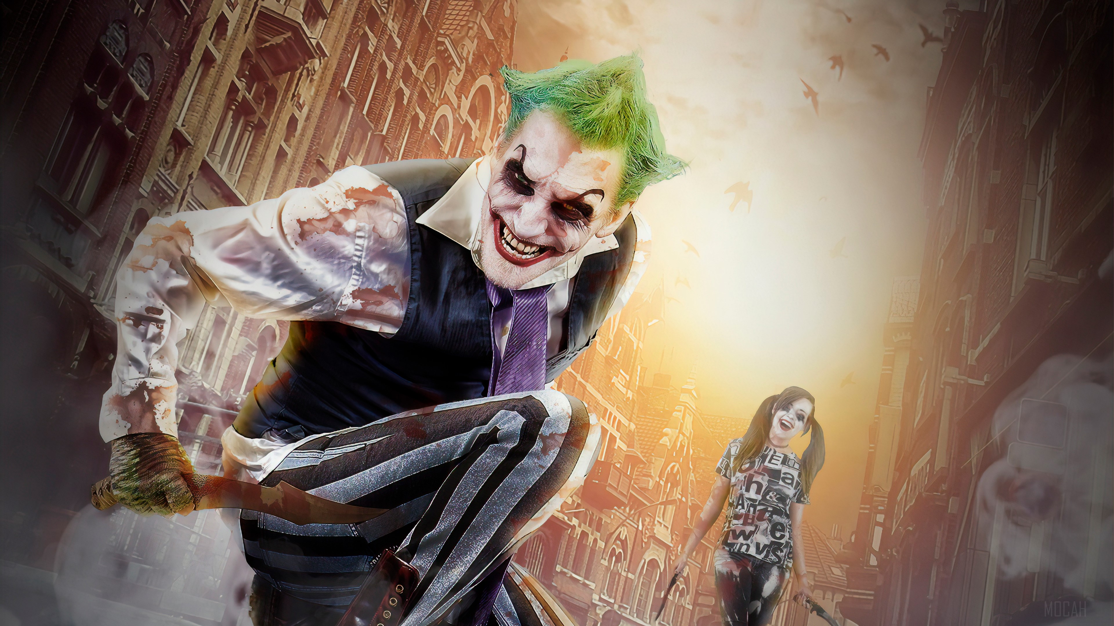 Joker and Harley Quinn Cosplay 4K HD Wallpaper