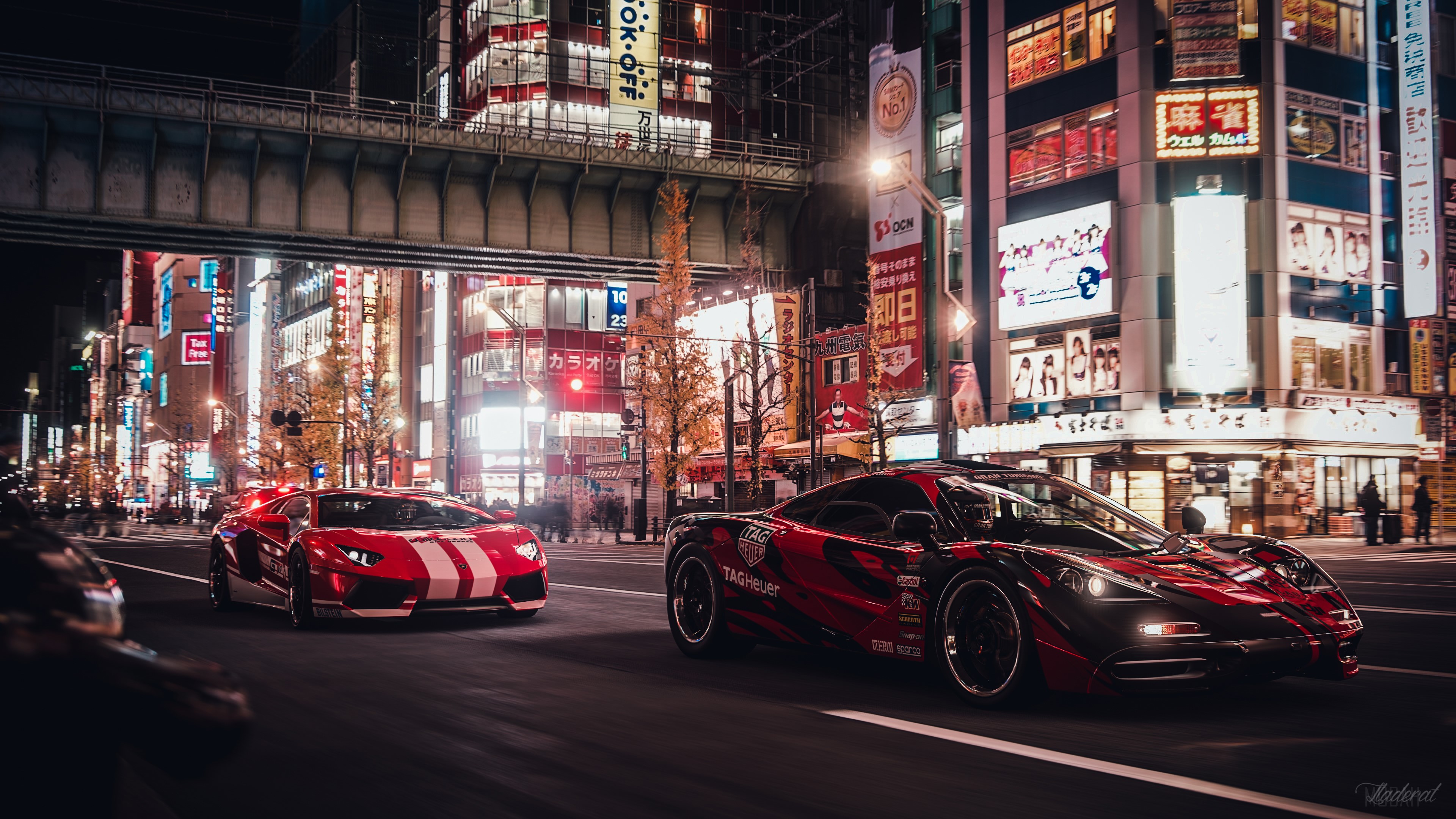 Lamborghini and McLaren F1 in Tokyo 4K HD Wallpaper