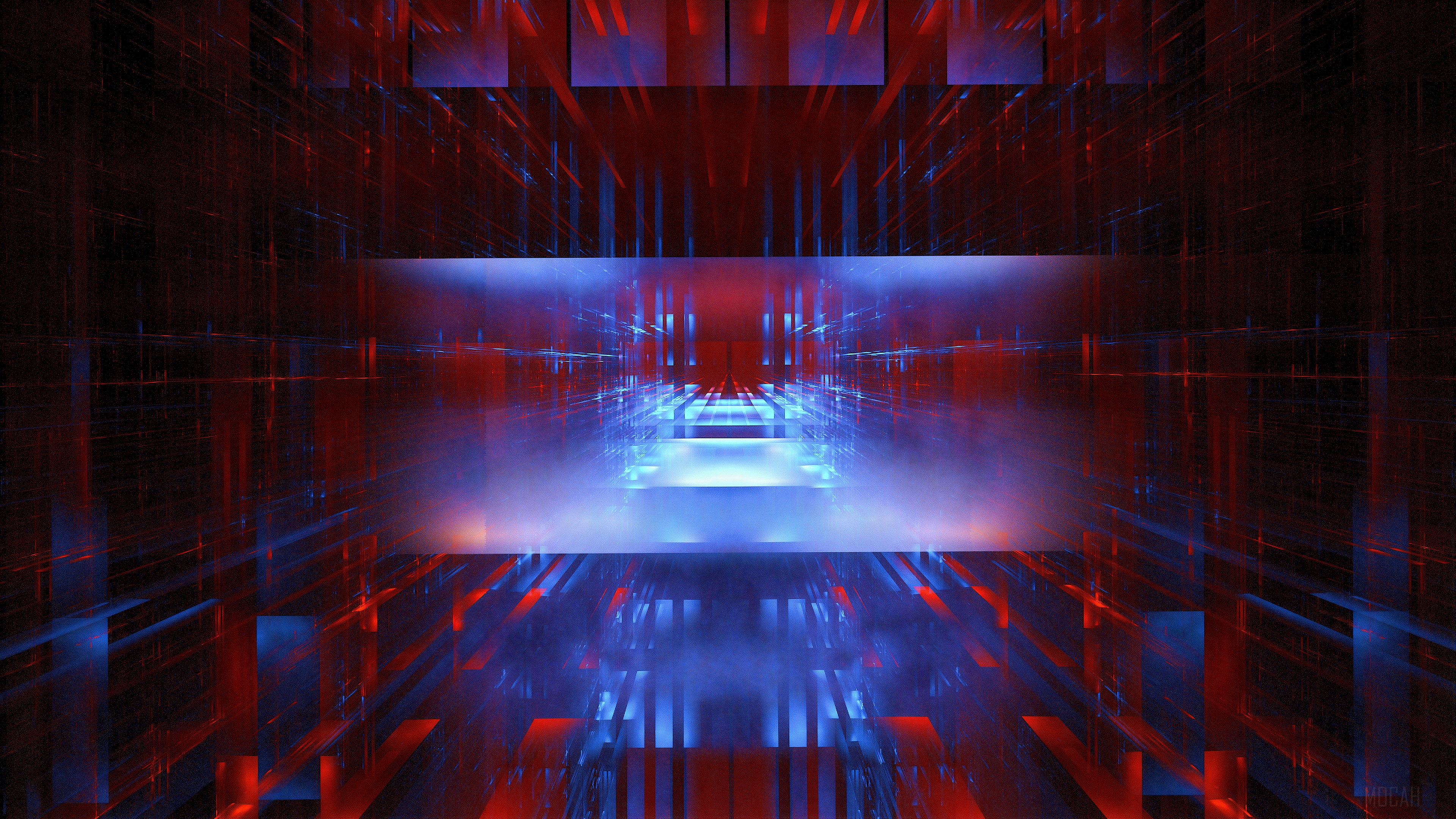 Abstract Red and Blue Fractal Shapes 4K HD Wallpaper