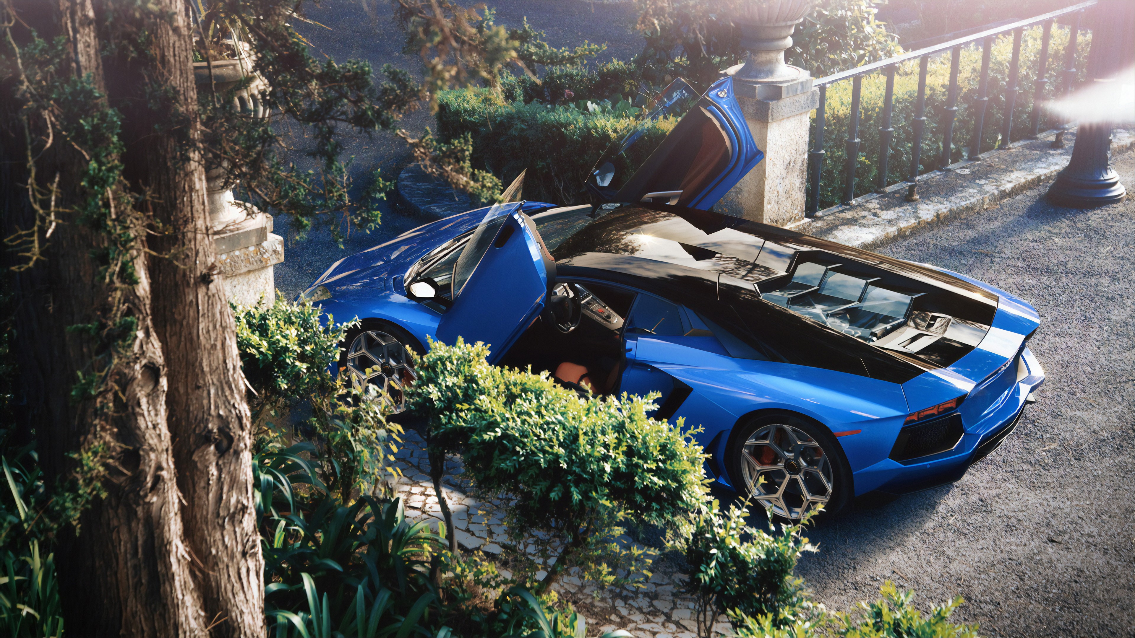 Blue Lamborghini Aventador 4K HD Wallpaper