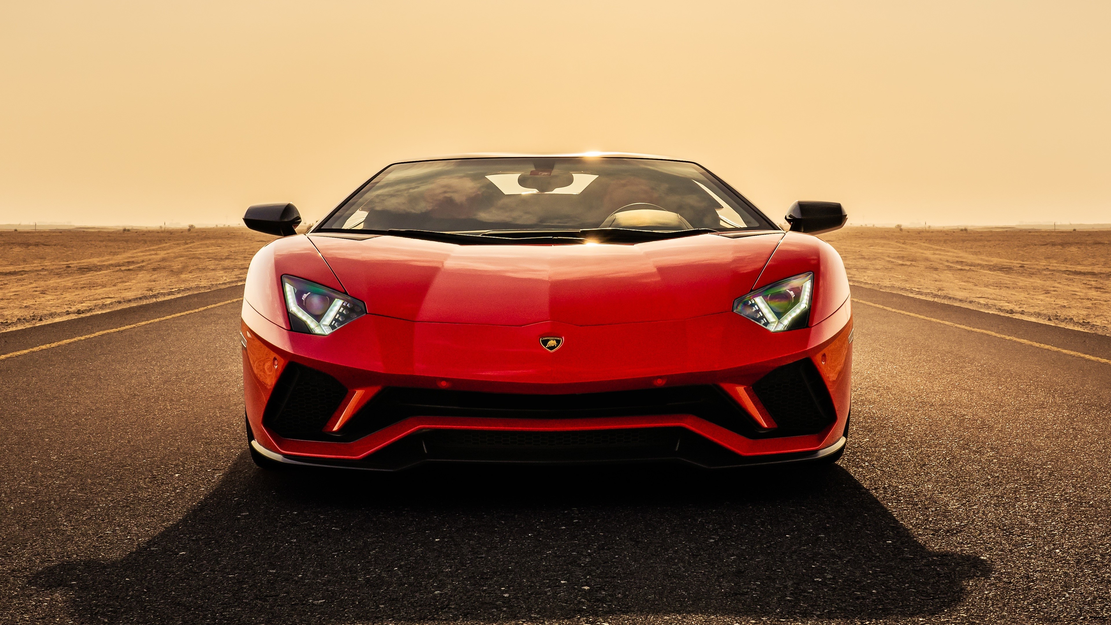 Red Lamborghini Aventador S Roadster 2019 4K HD Wallpaper