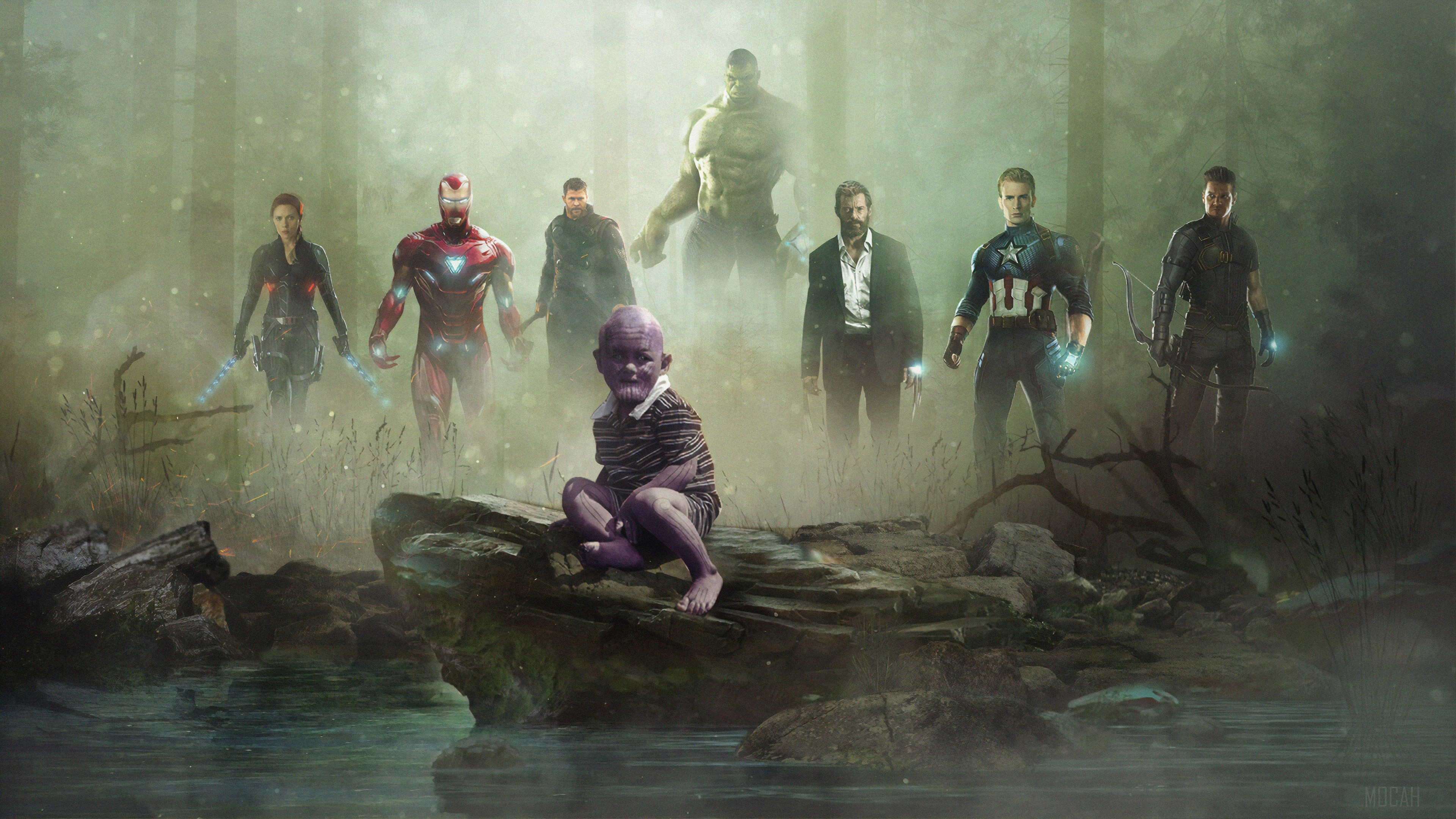 Avengers vs. Kid Thanos 4K HD Wallpaper