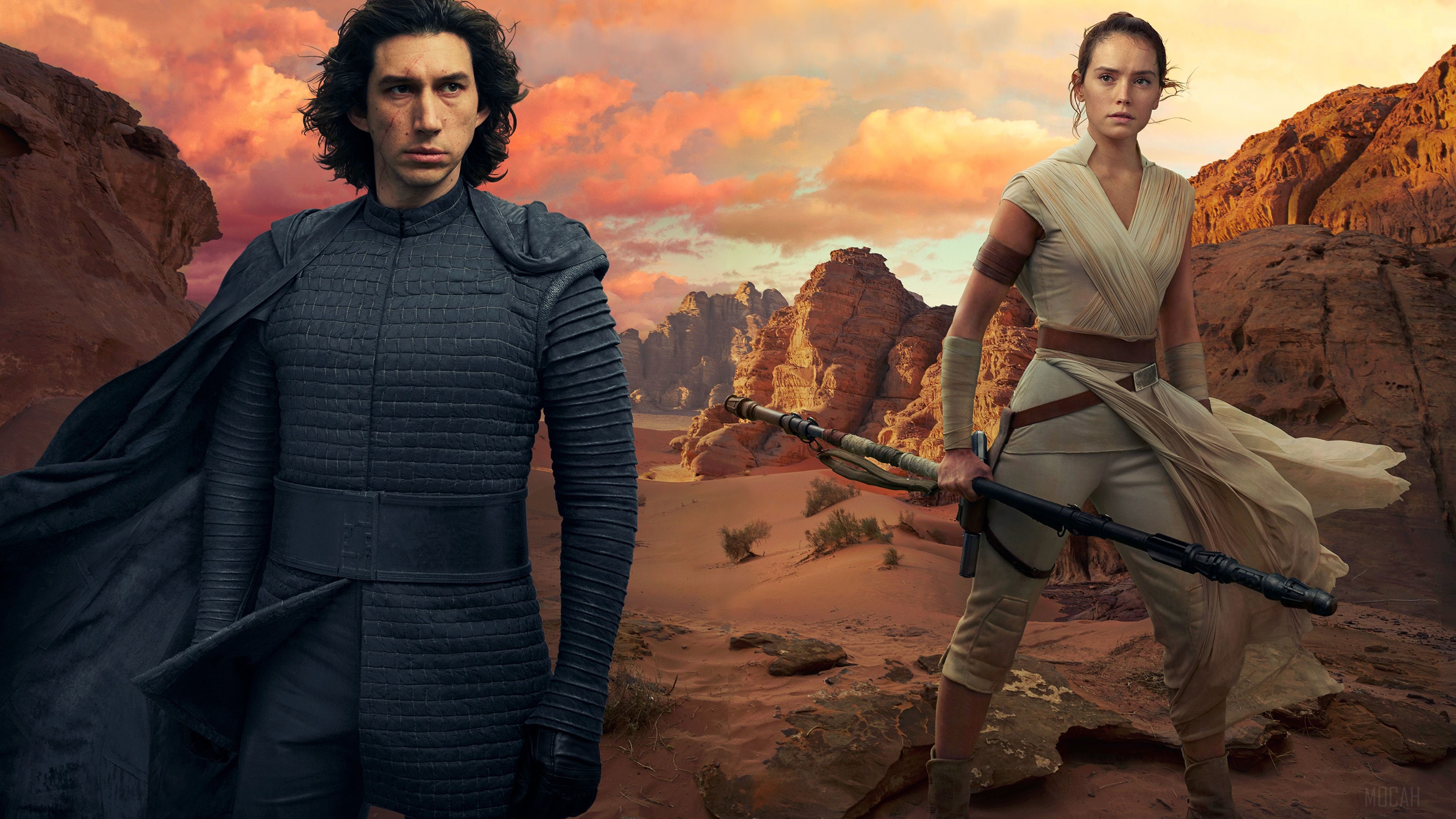 Kylo Ren and Rey from Star Wars 4K HD Wallpaper