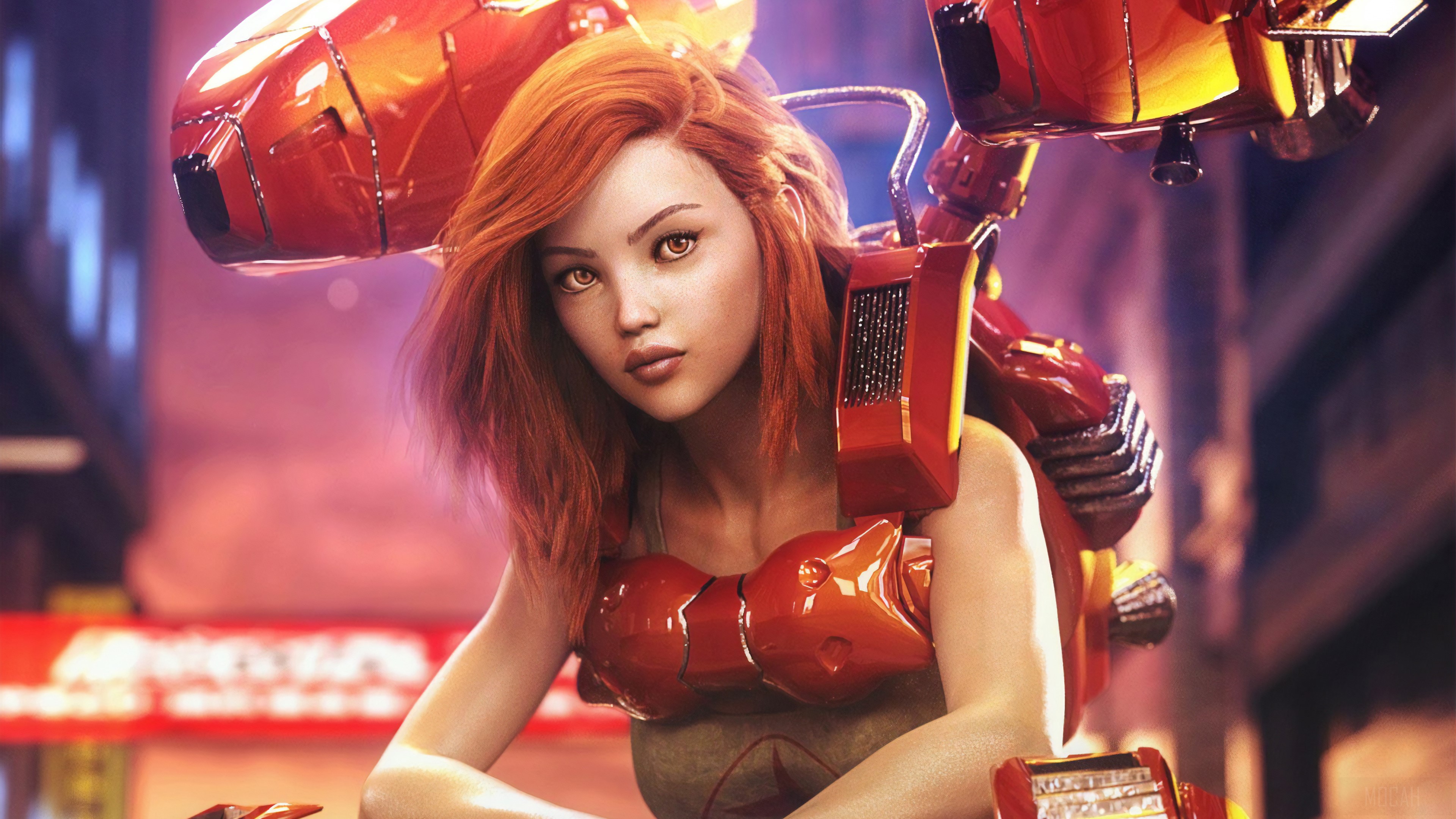 Scifi Jet Pack Girl HD Wallpaper