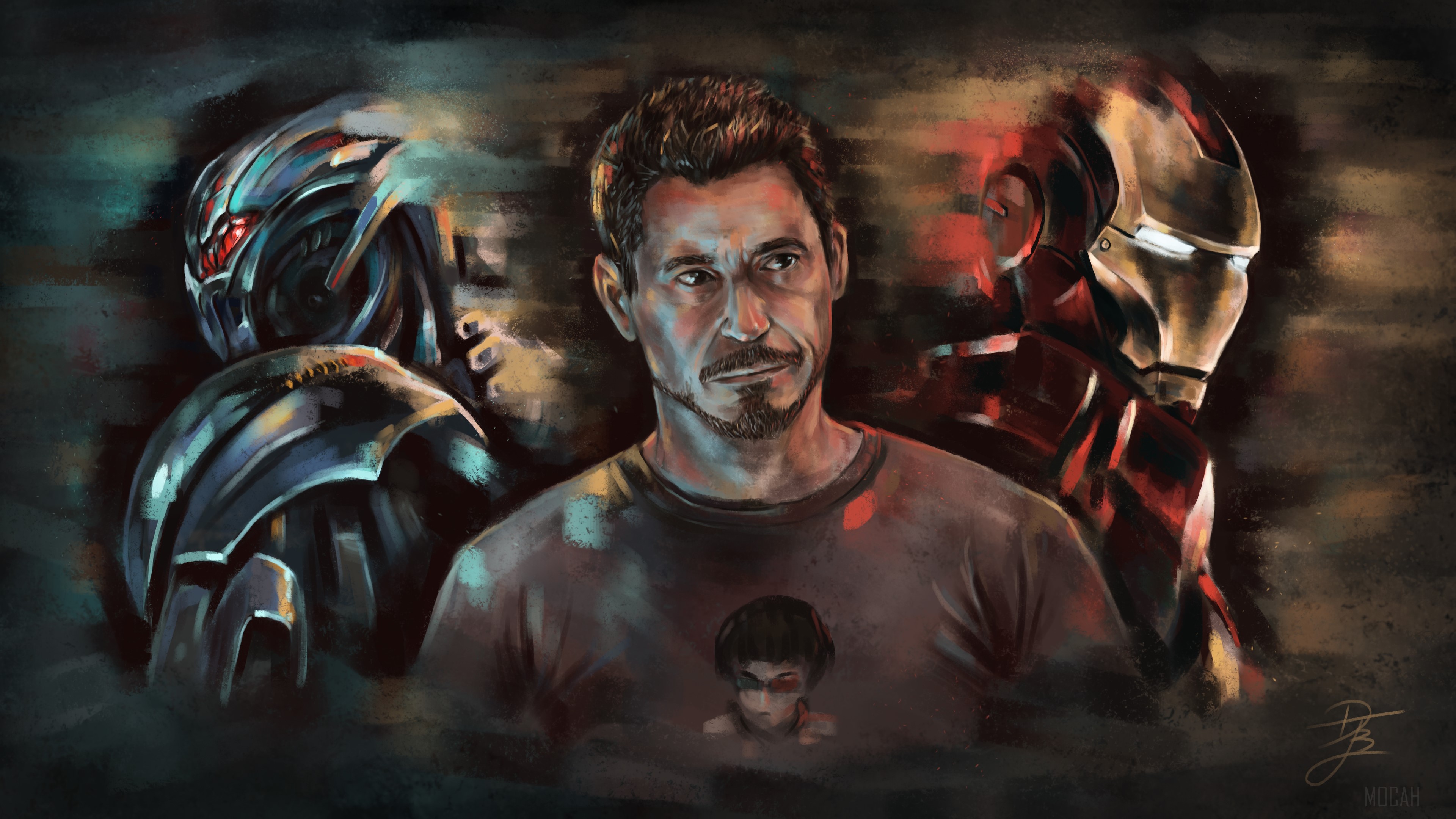 Iron Man and Ultron with Tony Stark 4K HD Wallpaper