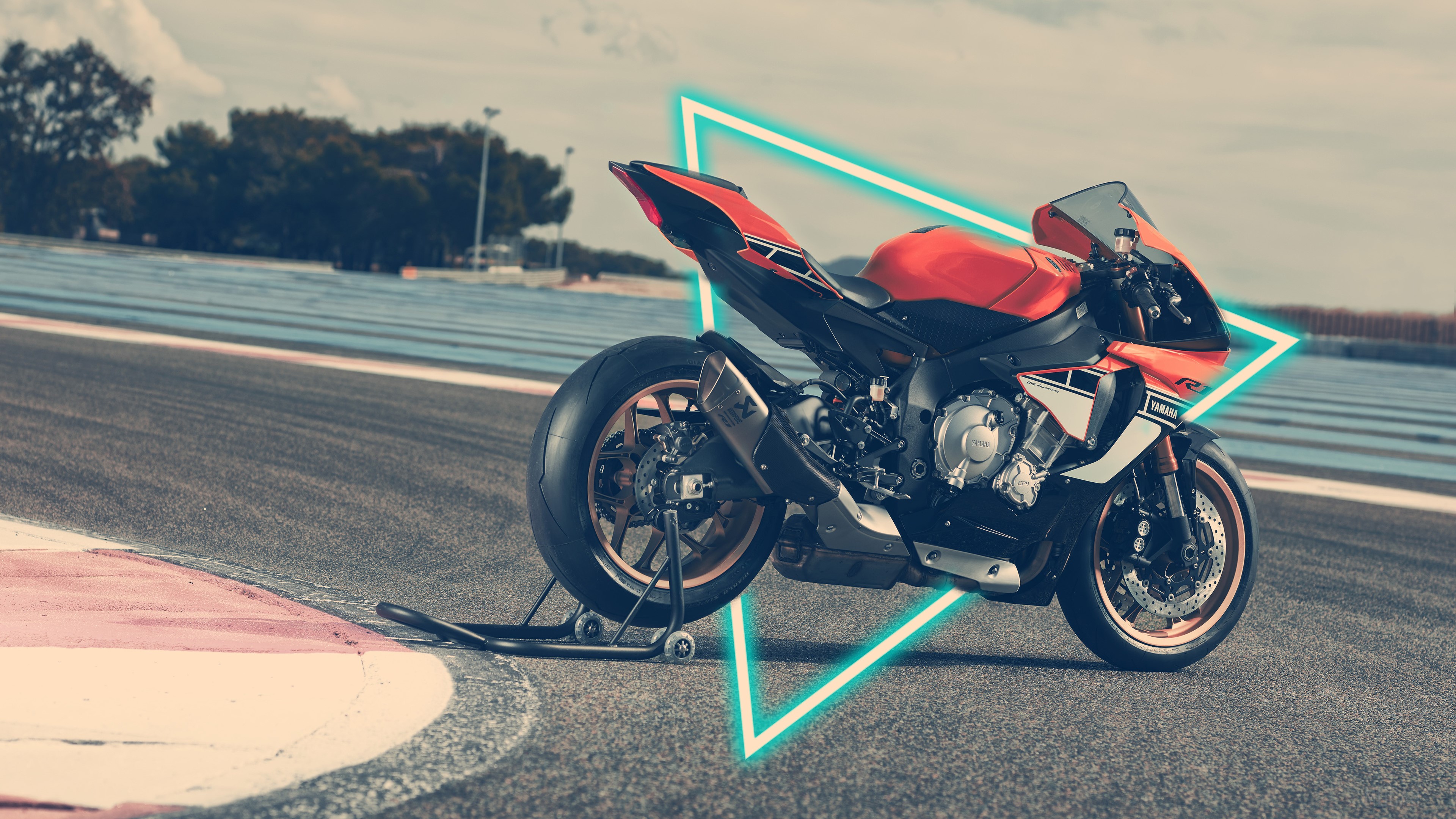 Yamaha R1 with Akrapovic Exhaust 4K HD Wallpaper