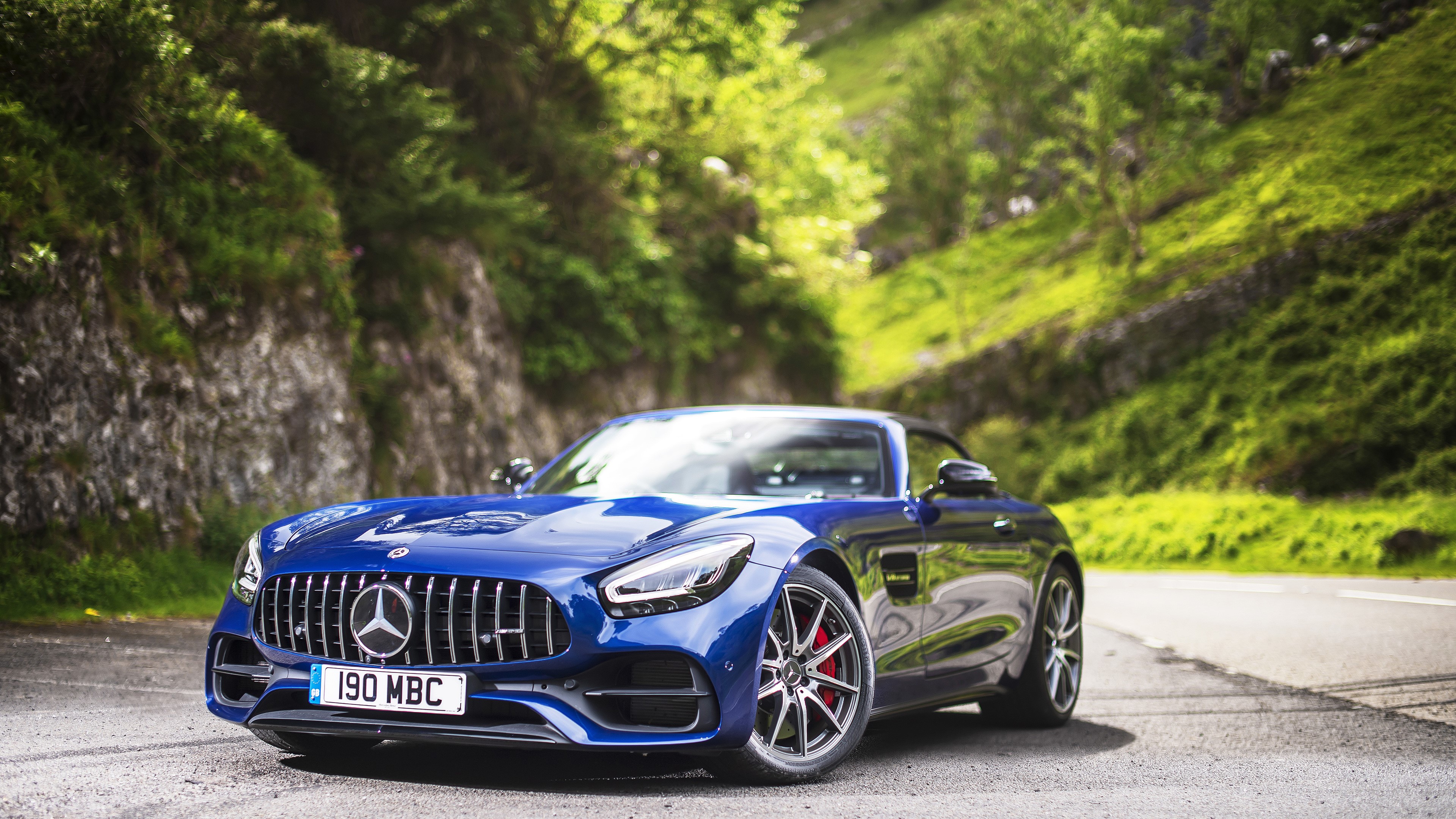 Blue Mercedes AMG GT S Roadster 2019 4K HD Wallpaper