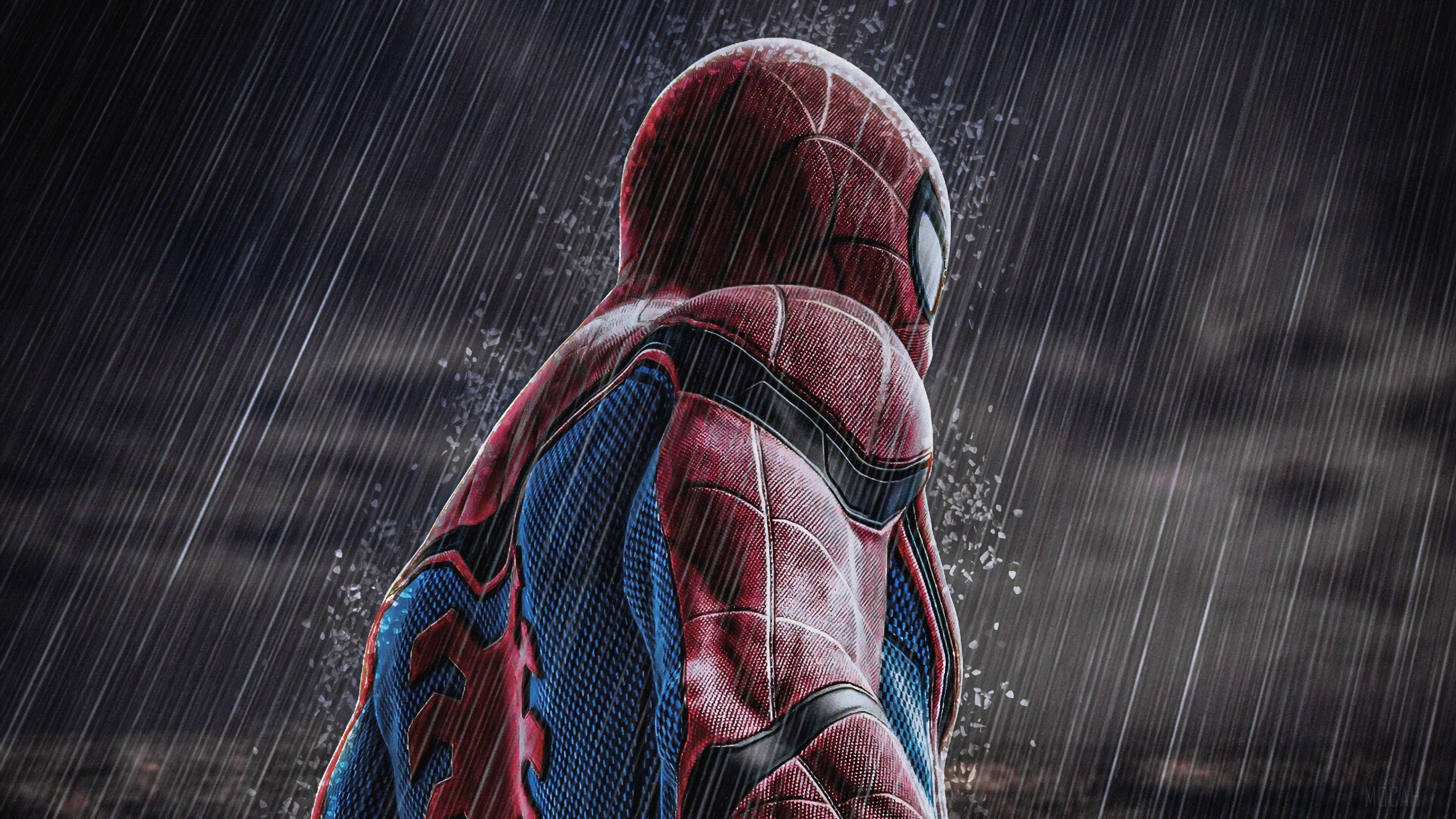 Spider-Man in the rain 4K HD Wallpaper