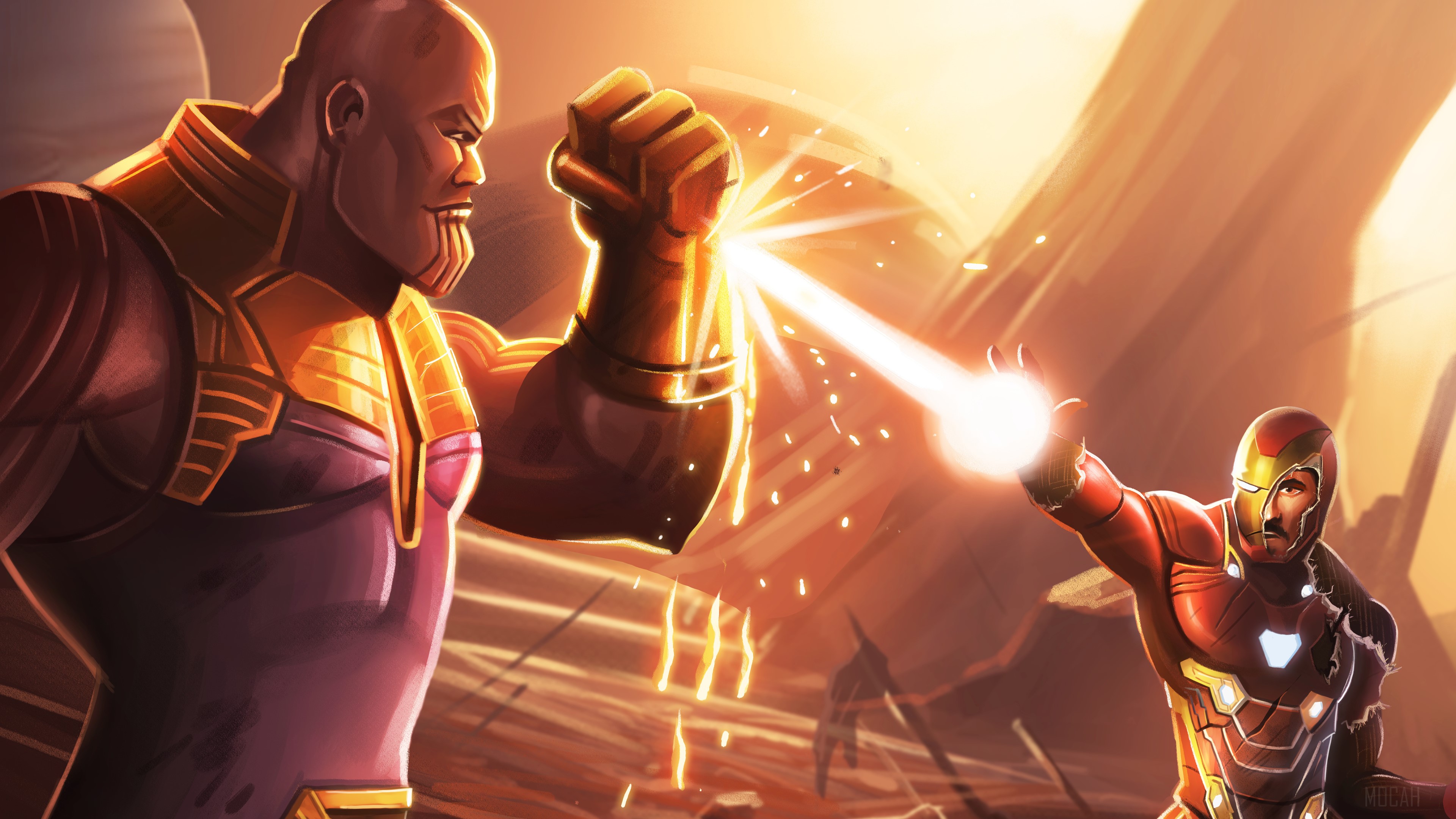 Thanos and Iron Man fighting HD Wallpaper