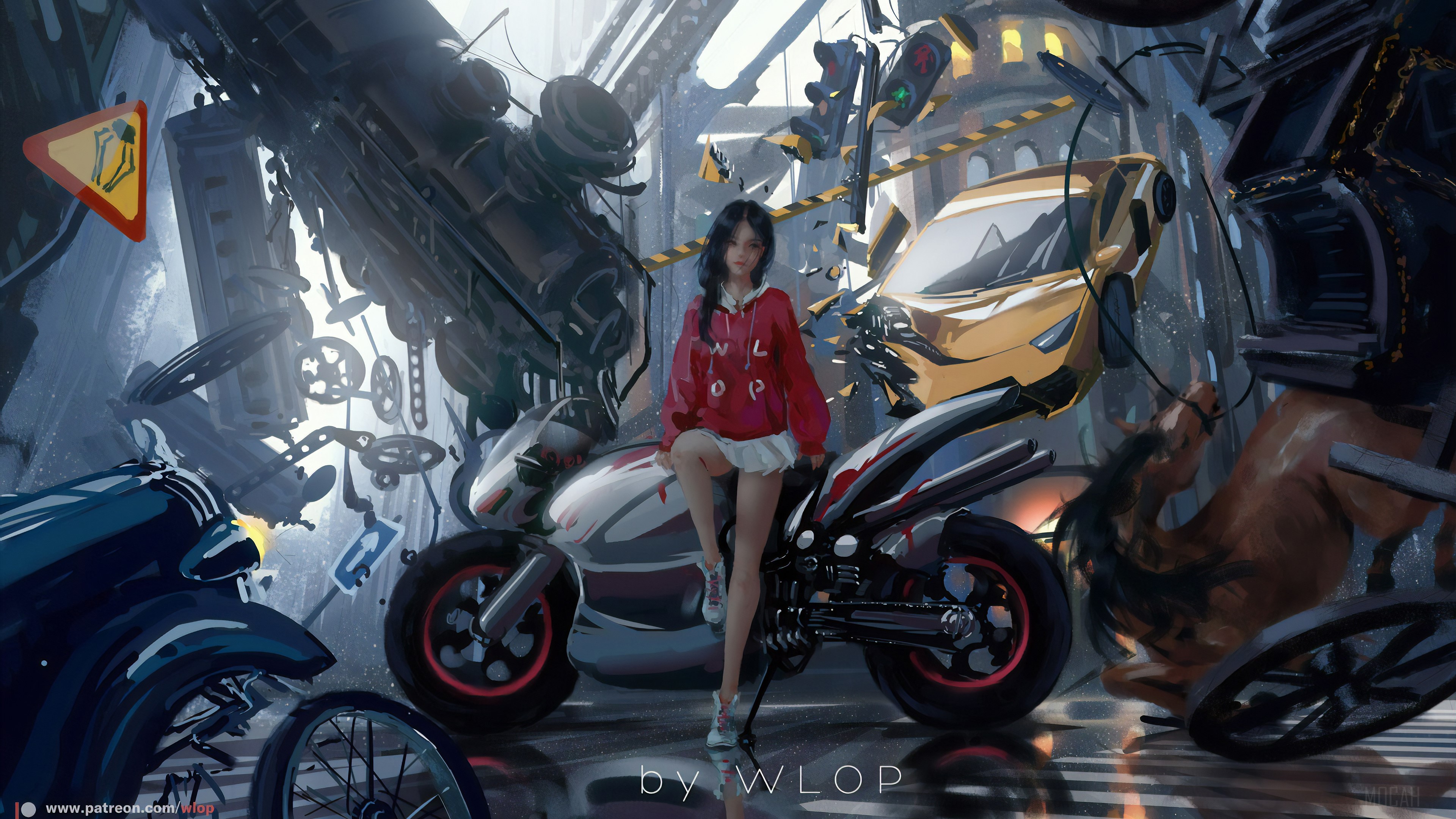 Anime Biker Girl HD Wallpaper