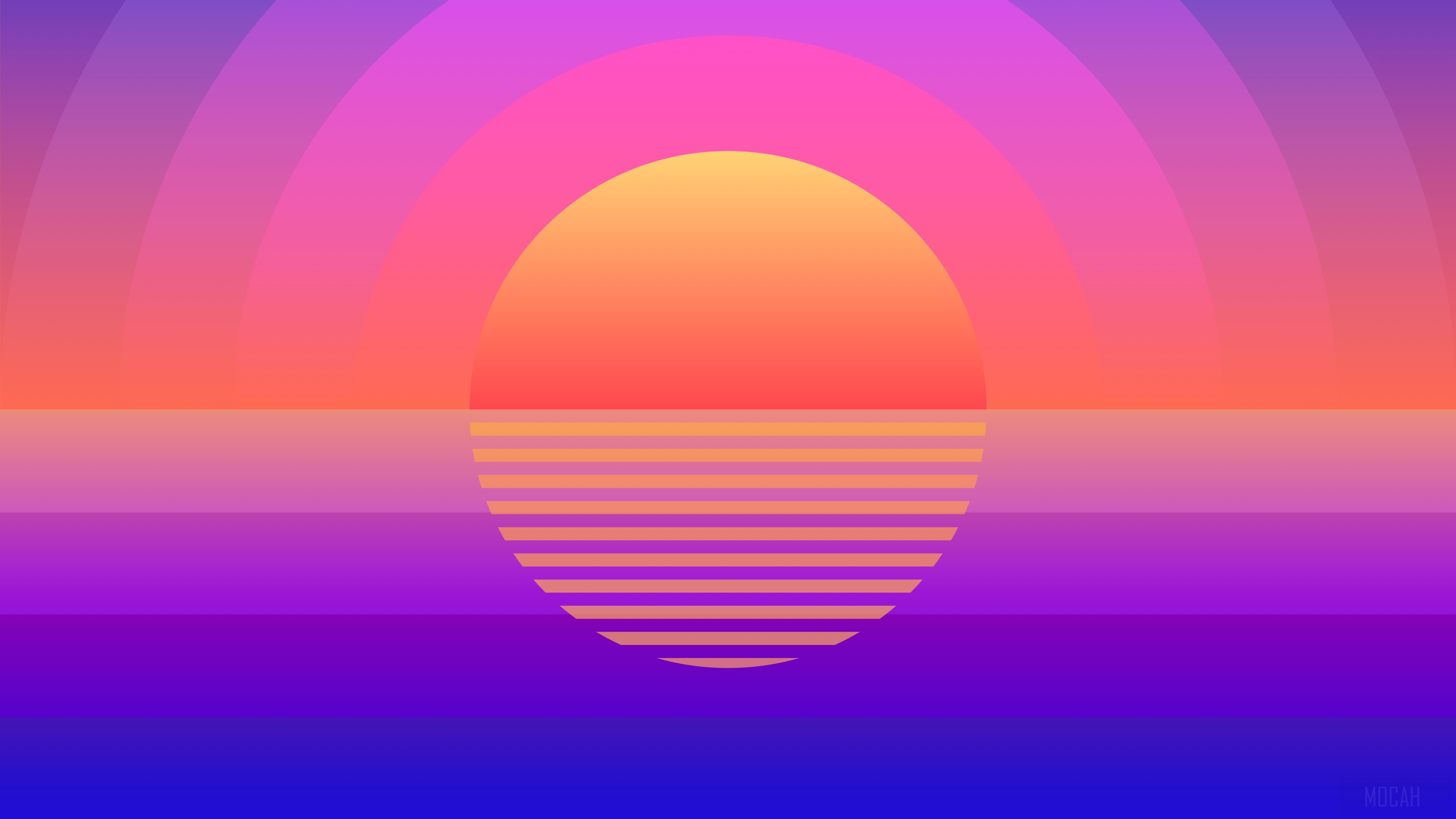 Sunset over the ocean with colorful sky HD Wallpaper