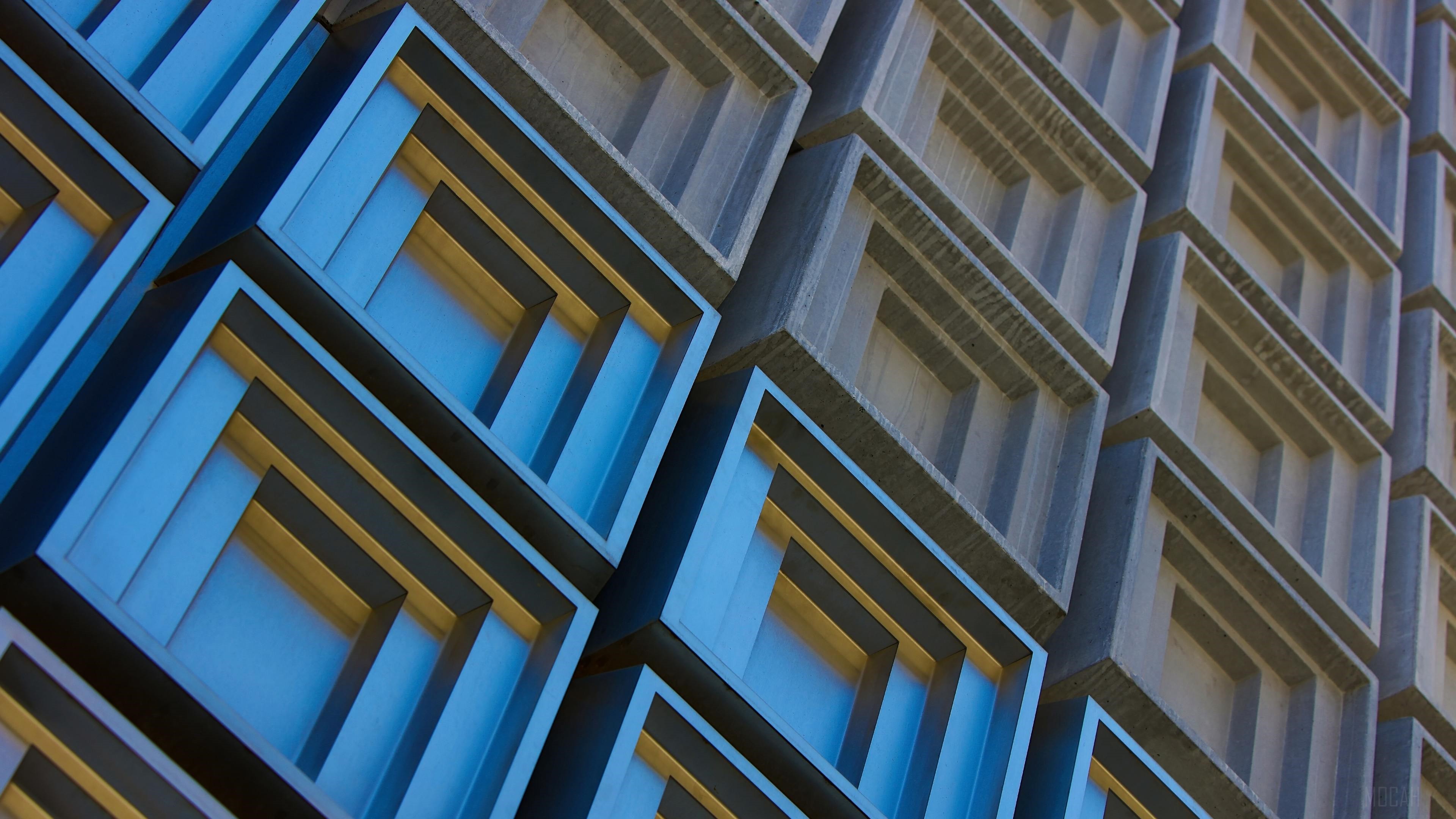 Abstract Architectural Detail with Blue and Gray Tones 4K HD Wallpaper