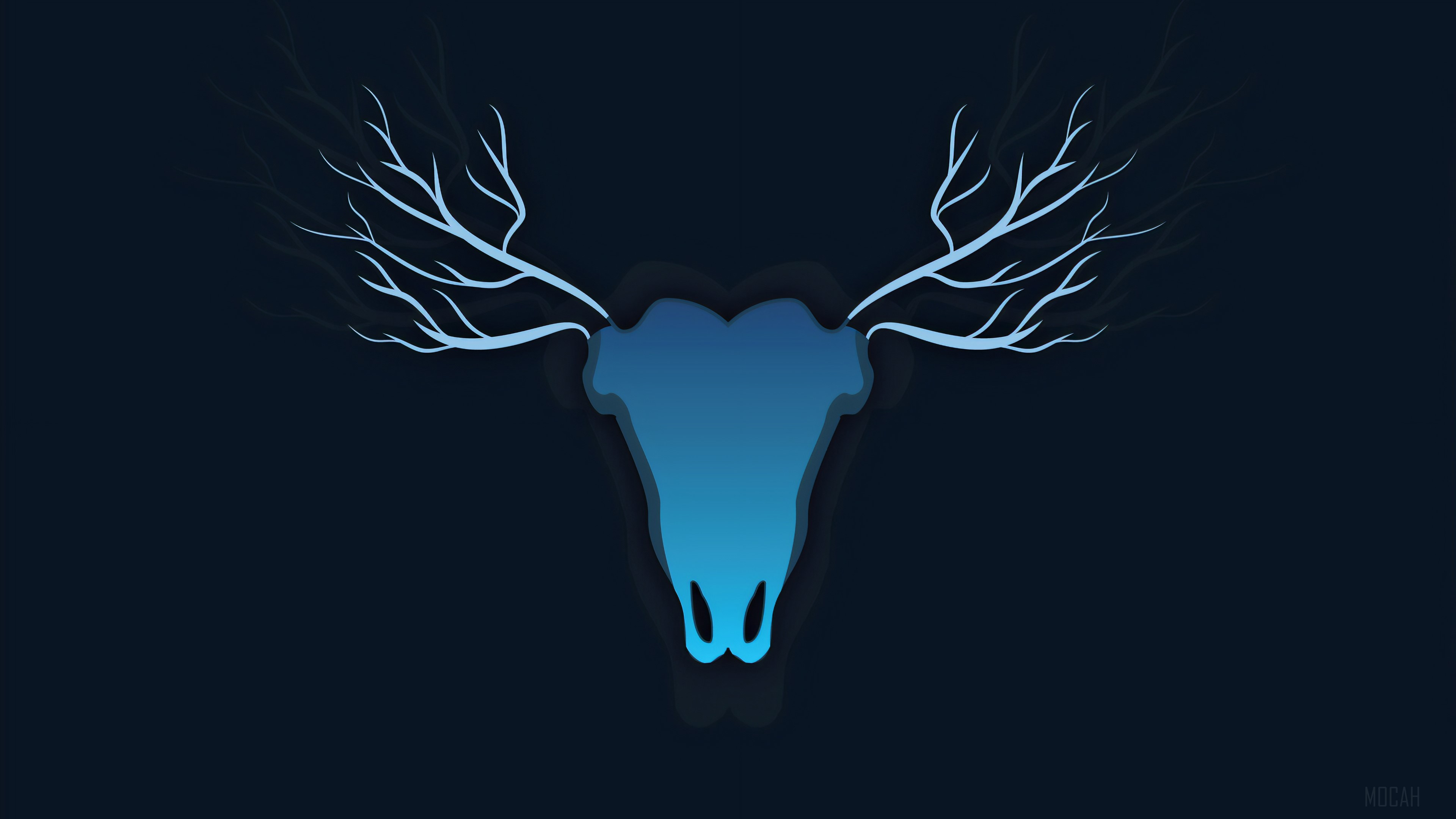 Deer skull with antlers illustration 4K HD Wallpaper