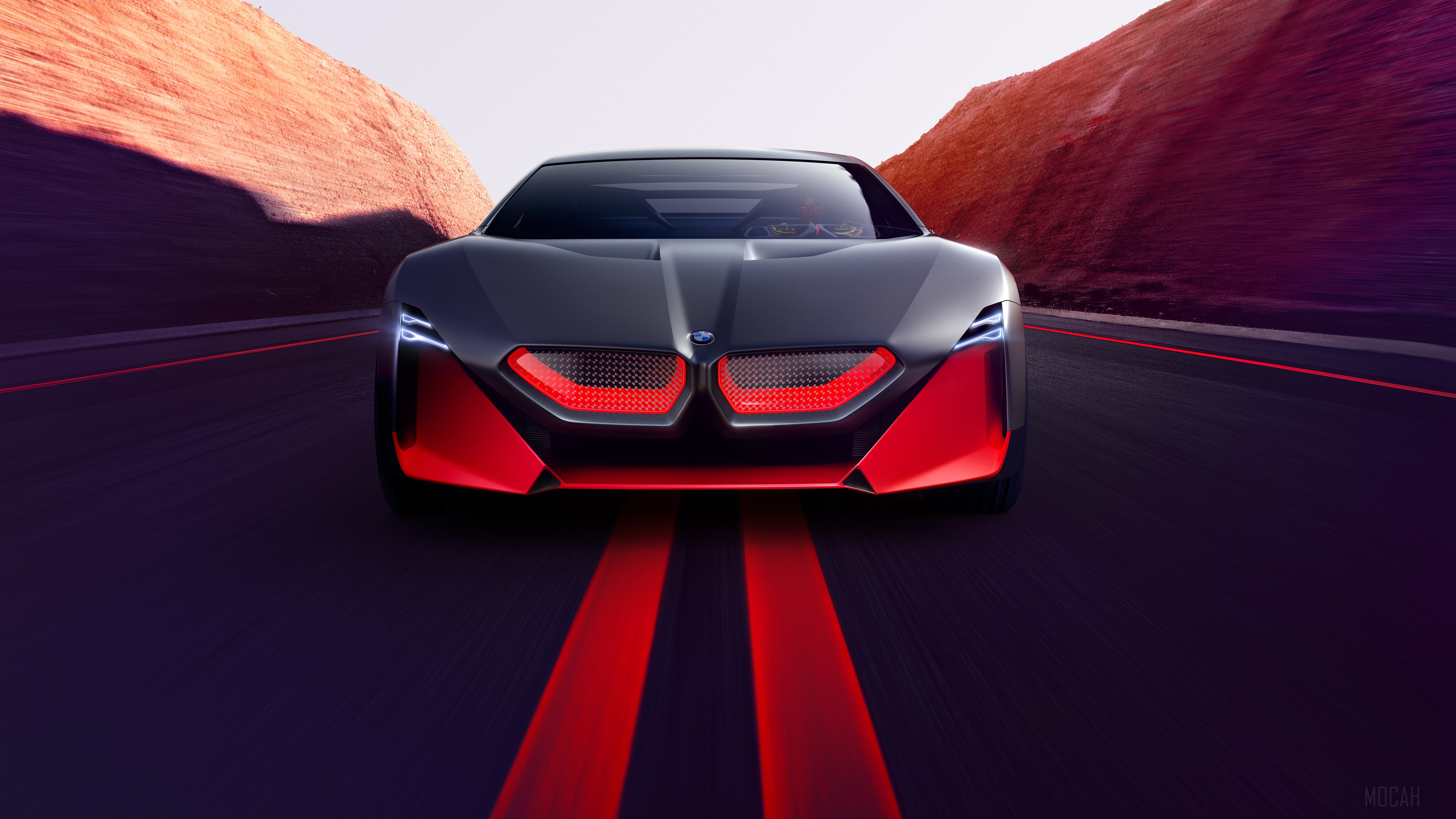 BMW Vision M NEXT concept car on road HD Wallpaper